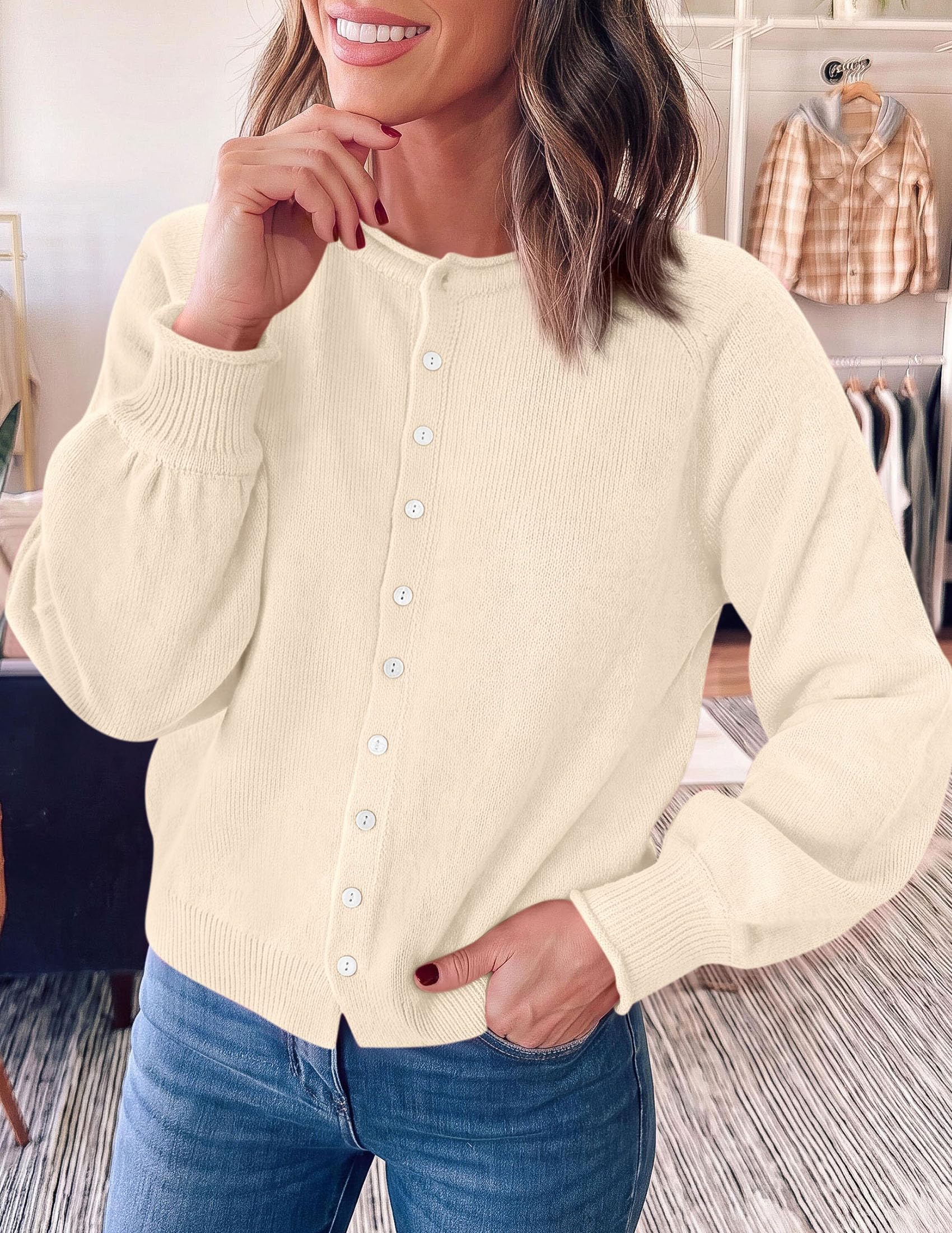 Women's Knit Button Up Cardigan Fall Lightweight Cozy Sweaters