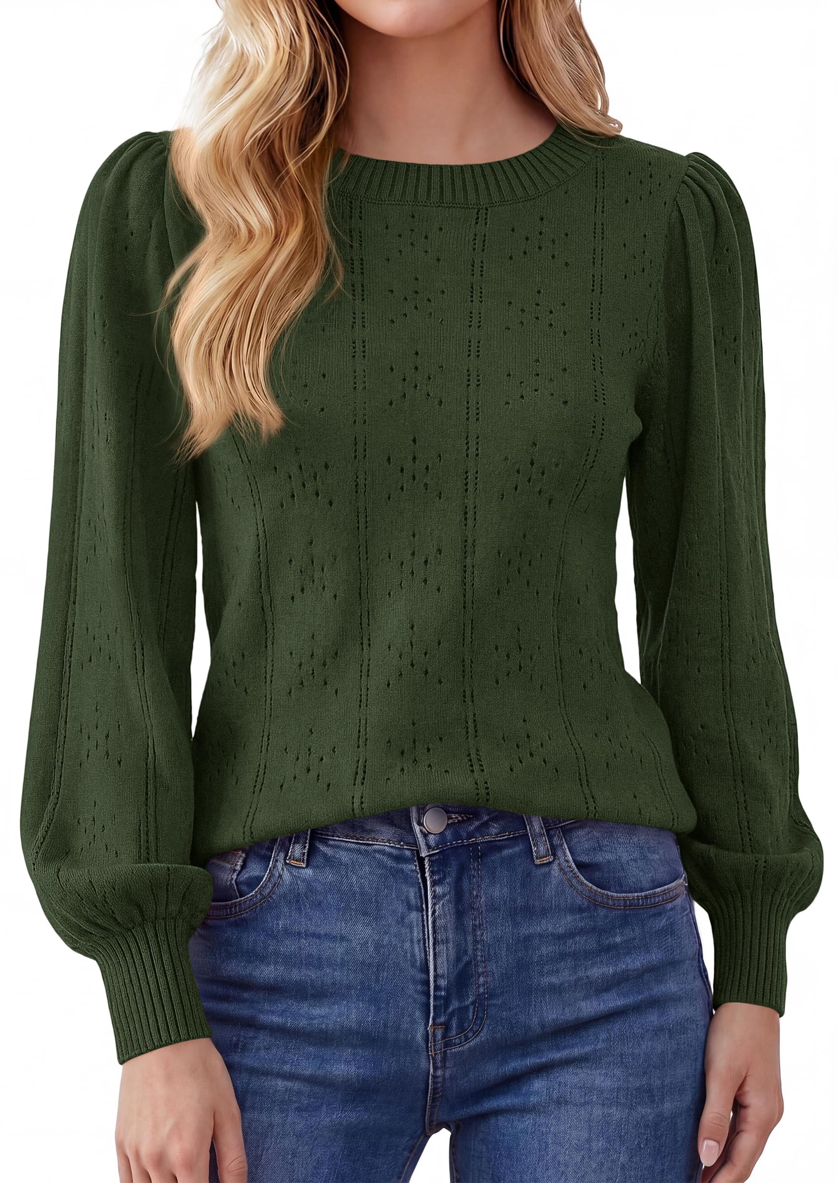 Women Fall Fashion Hollow Out Holiday Sweaters Army Green,S