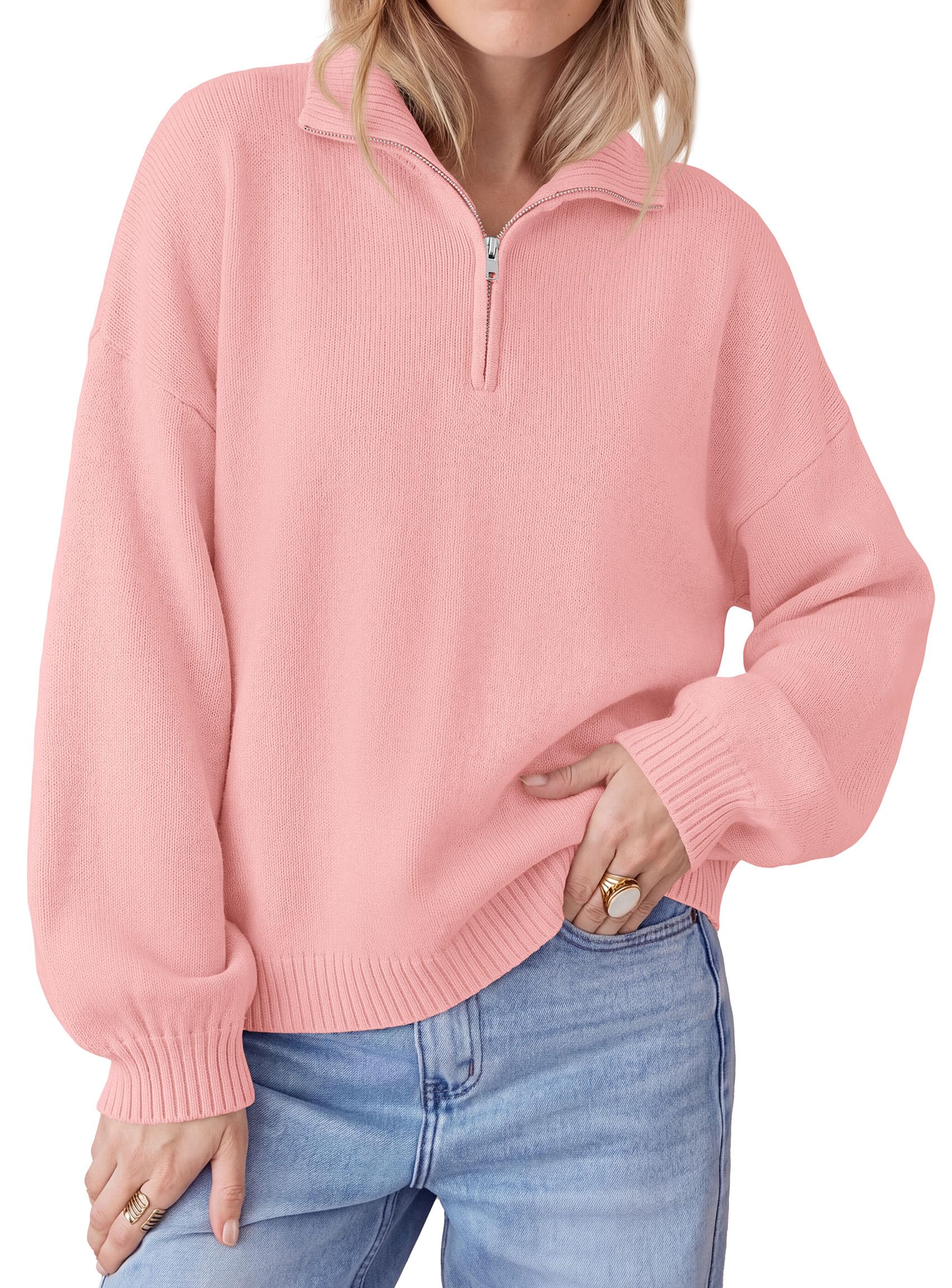 Women's Sweaters Oversized Quarter Zip Pullover Fall Outfits