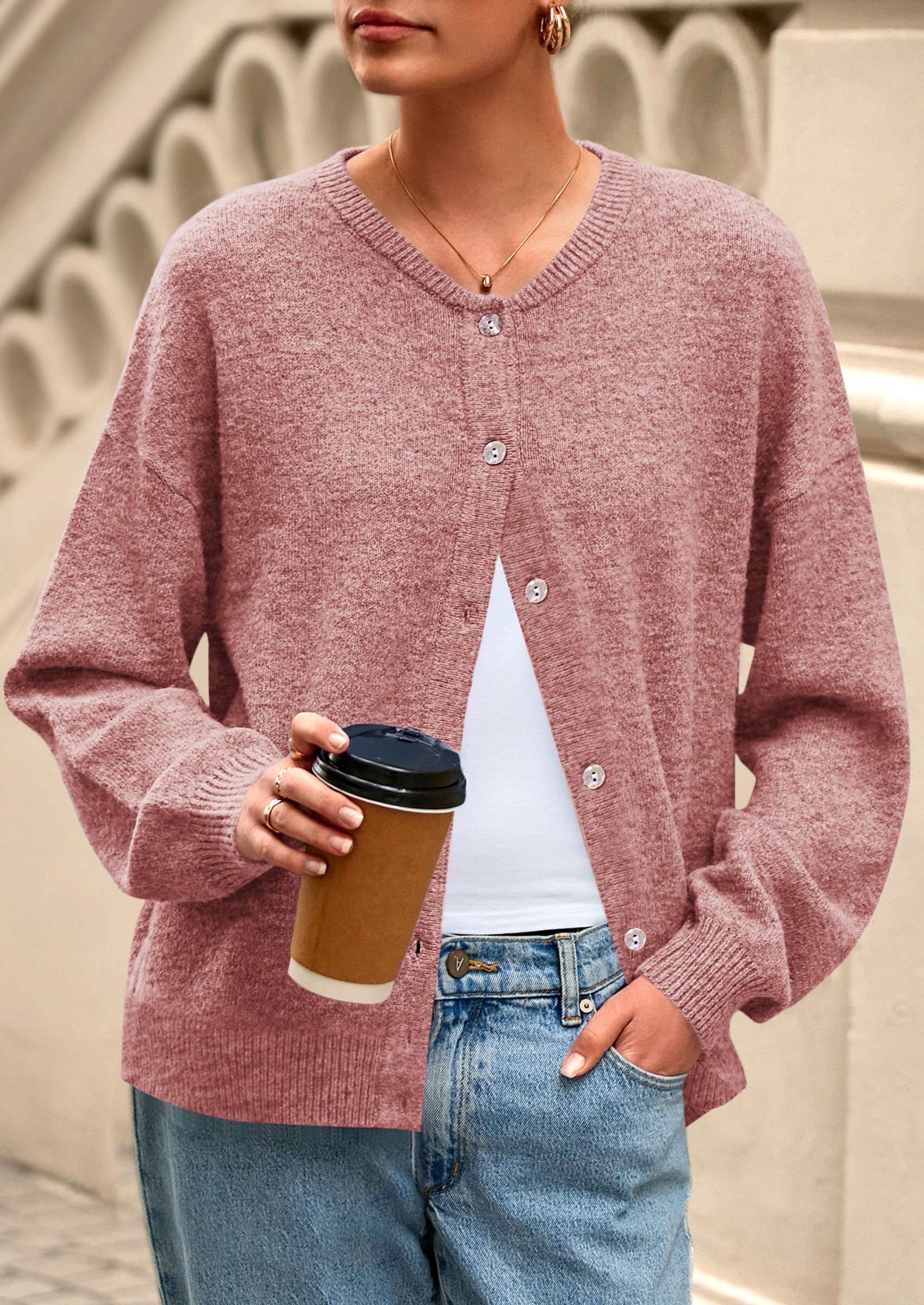 Womens Long Sleeve Cardigan Sweaters Button Down Knit Tops