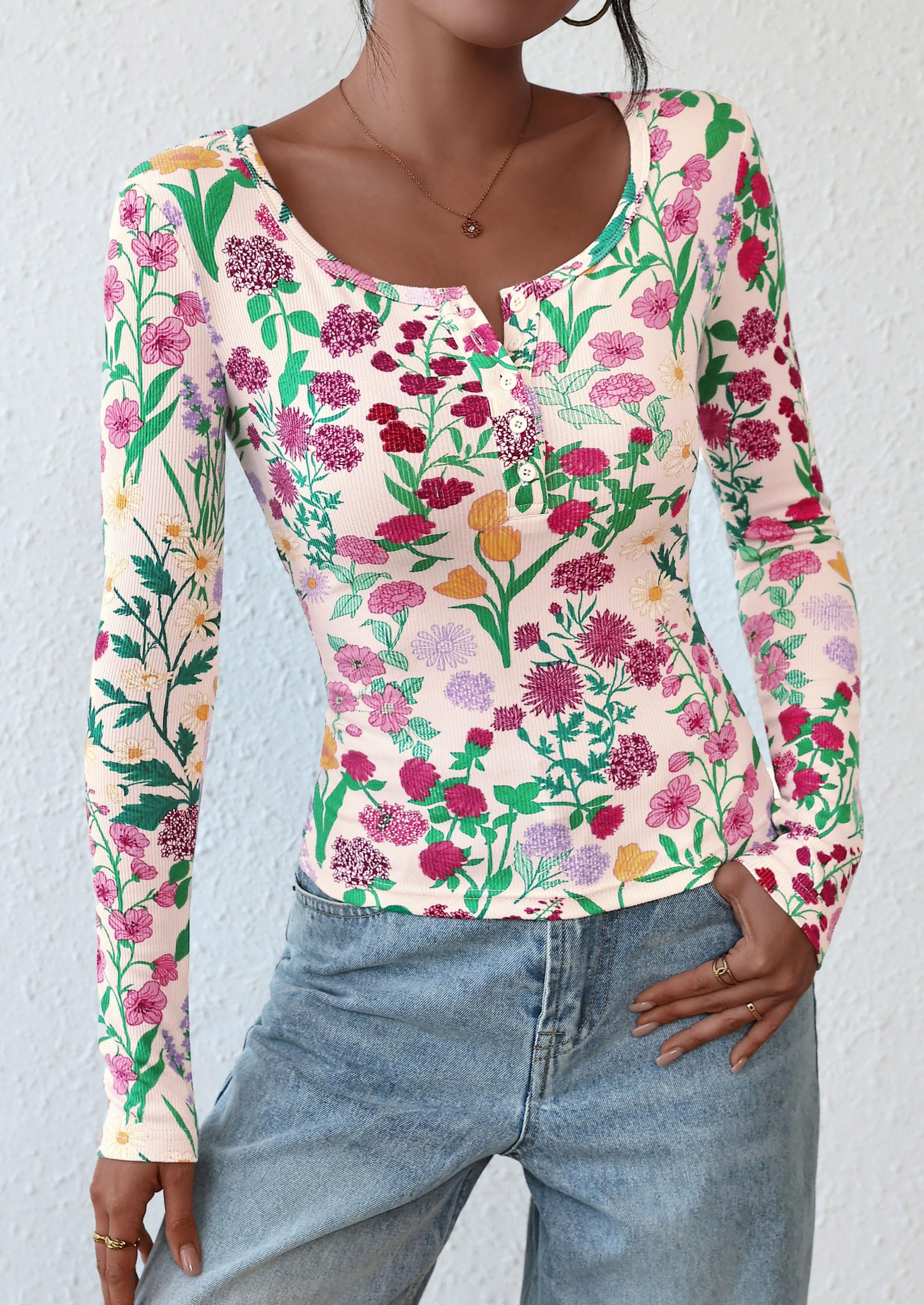Women's Fall Long Sleeve Henley T Shirts