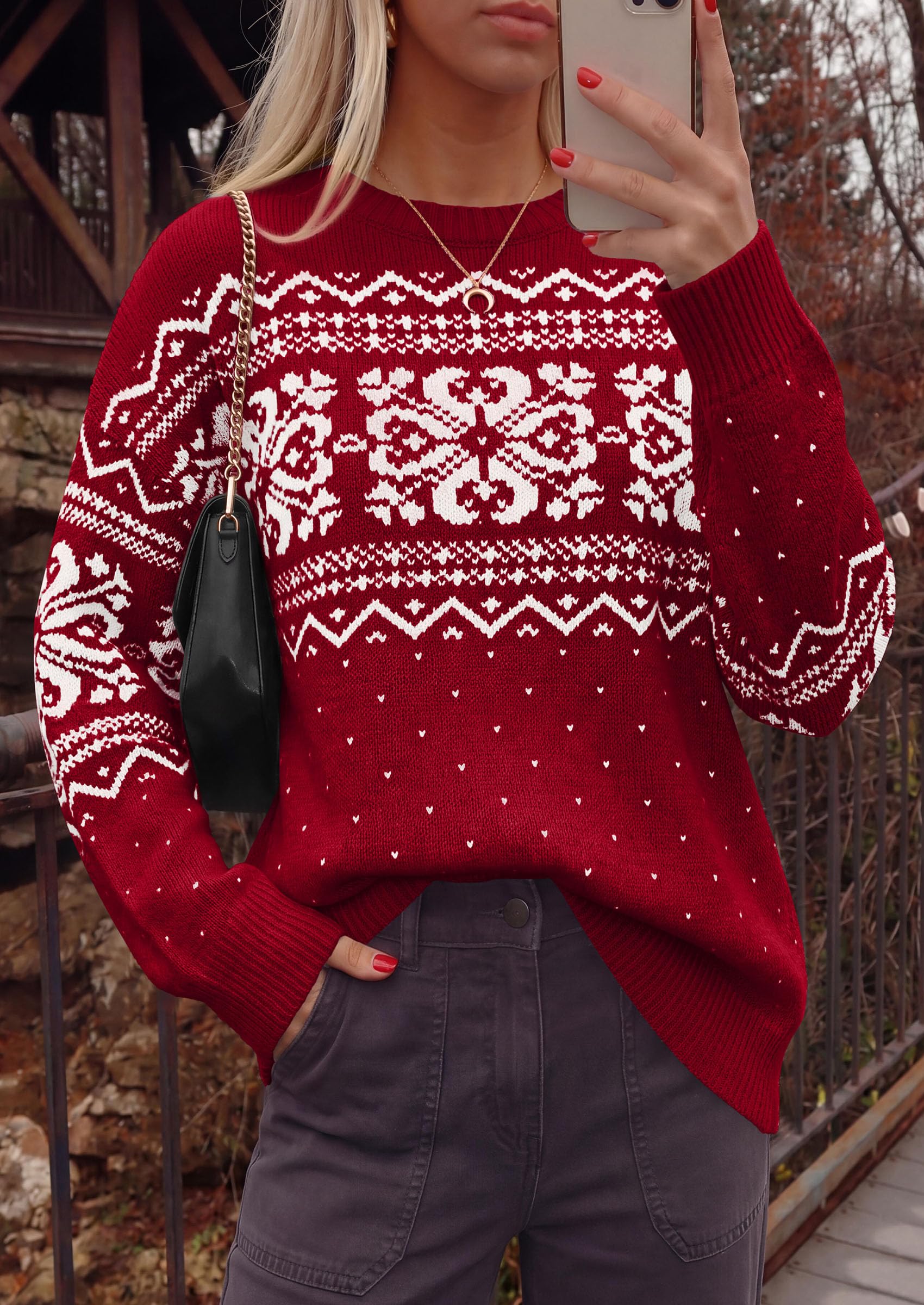 Sweaters for Women Fair Isle Oversized Pullover Fall Outfits