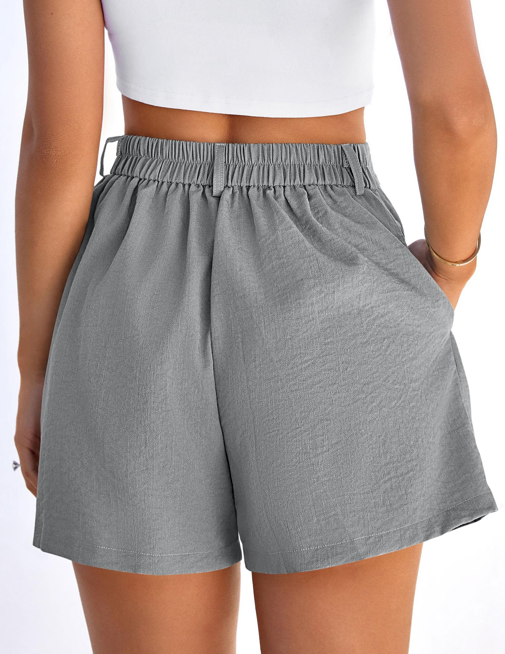 Womens Shorts Dressy Casual High Waisted Wide Leg Trousers,Grey,S