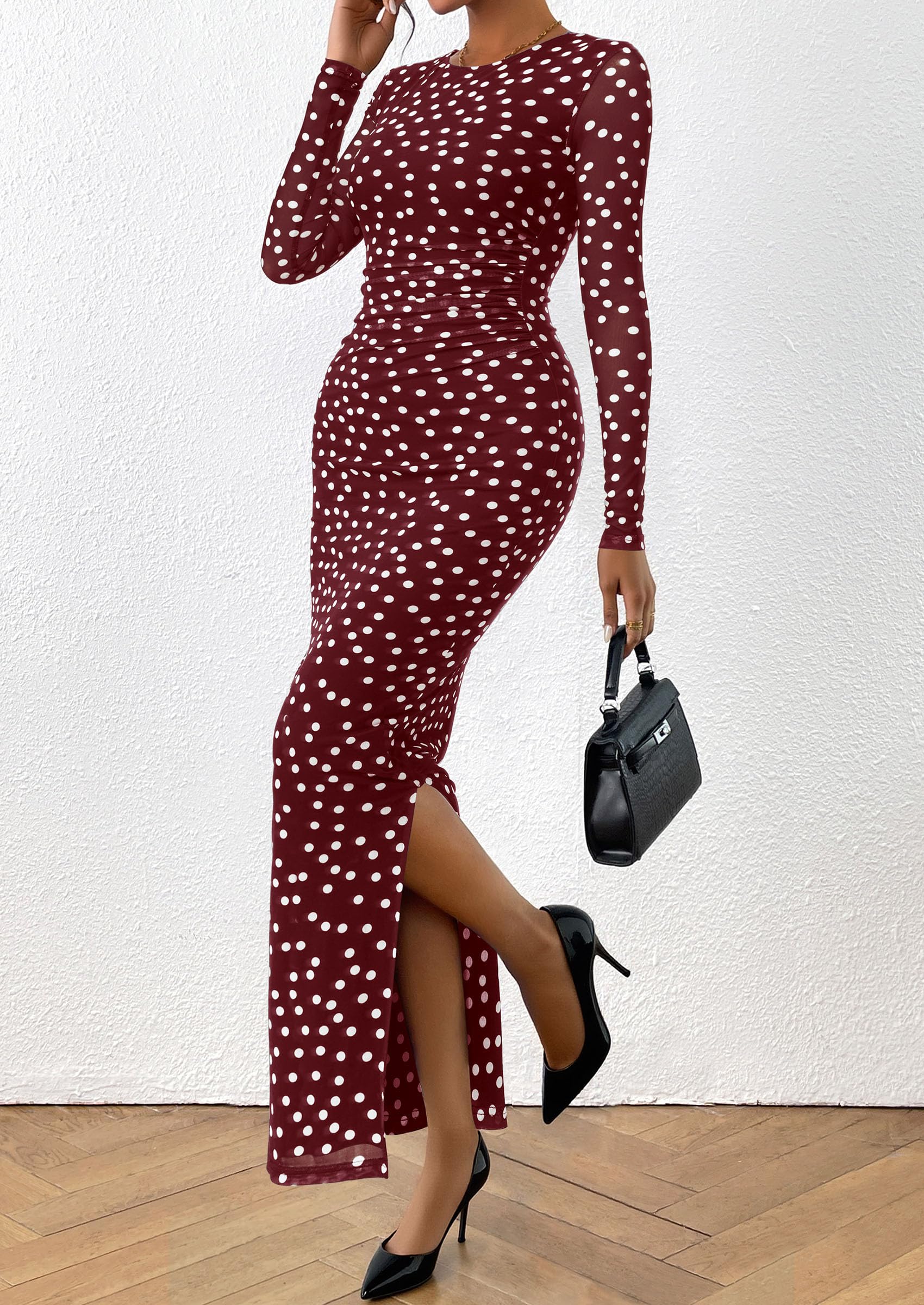 Women's Floral Bodycon Maxi Fall Dress