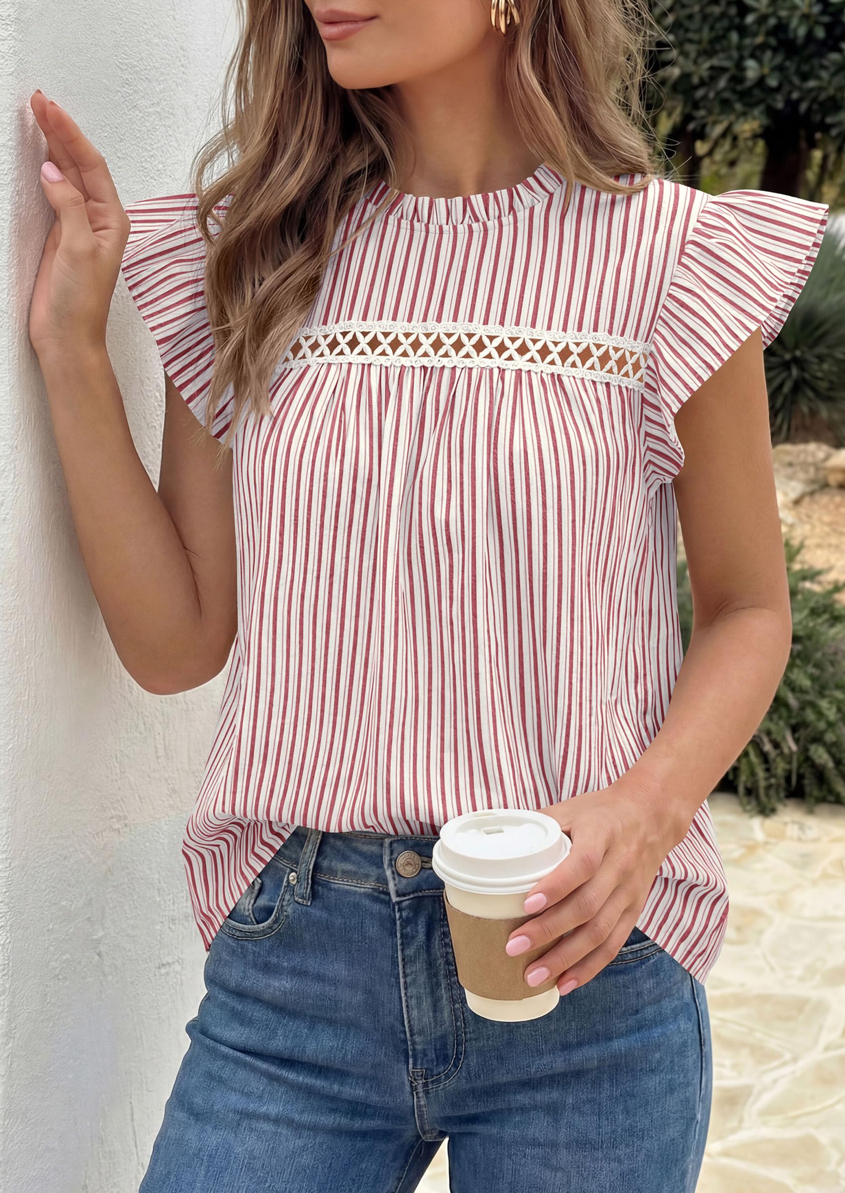 Striped Shirt Women Summer Dressy Business Casual Work Tops
