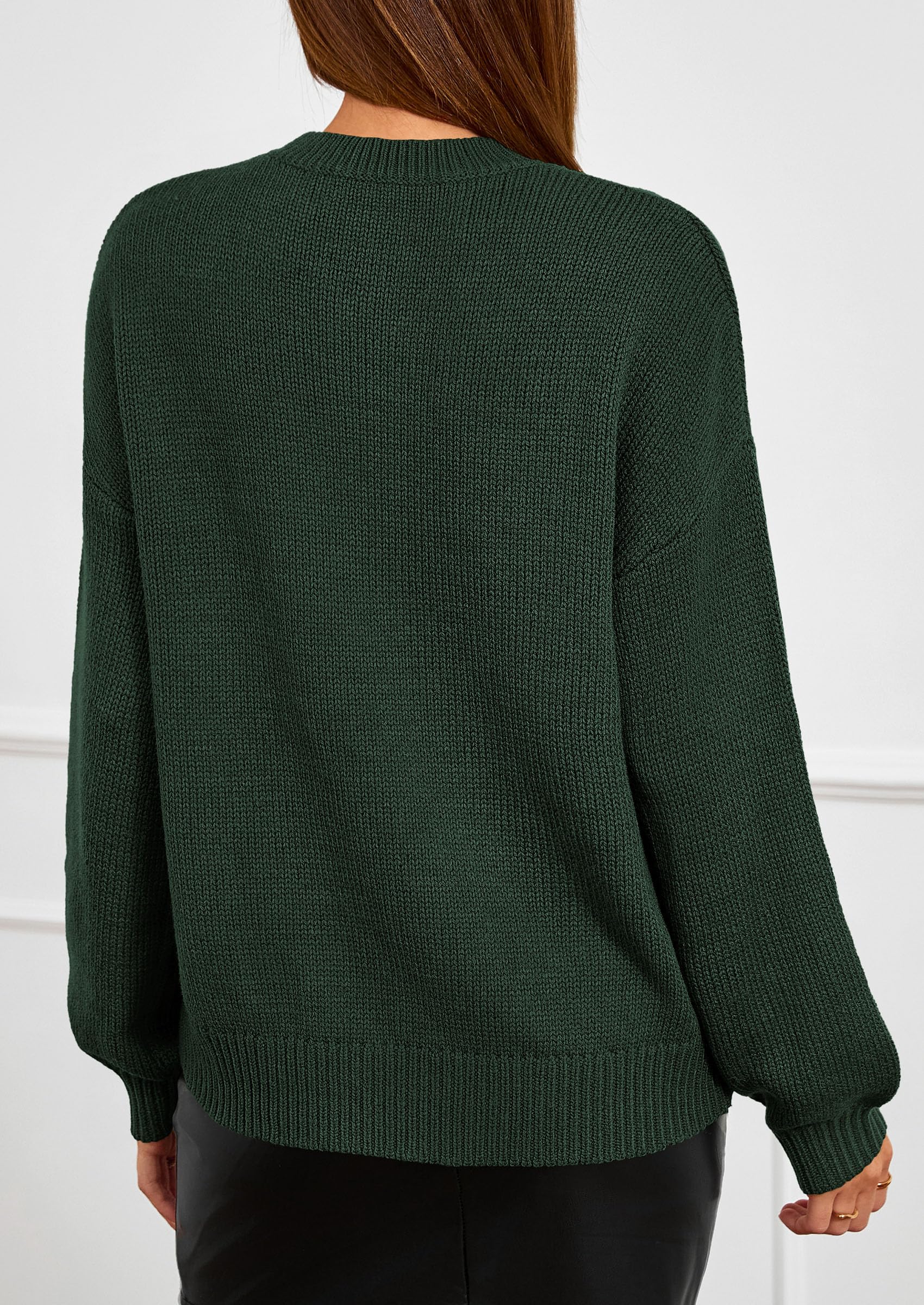 Women's Oversized 3D Floral Knit Sweater,Dark Green,S