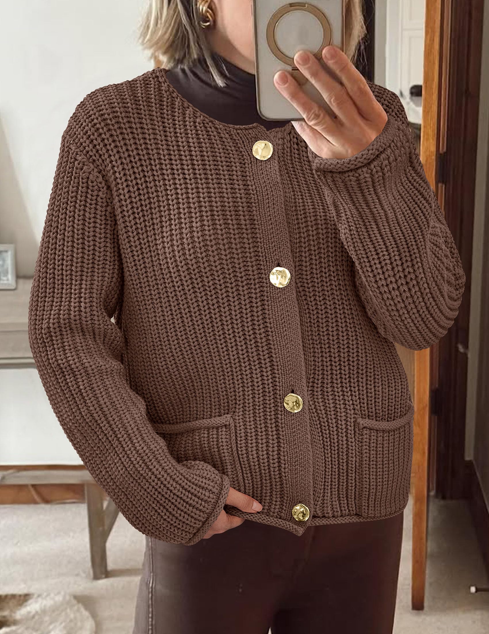 Women Oversized Cardigan Sweaters 2026 Fall Outfits,Coffee