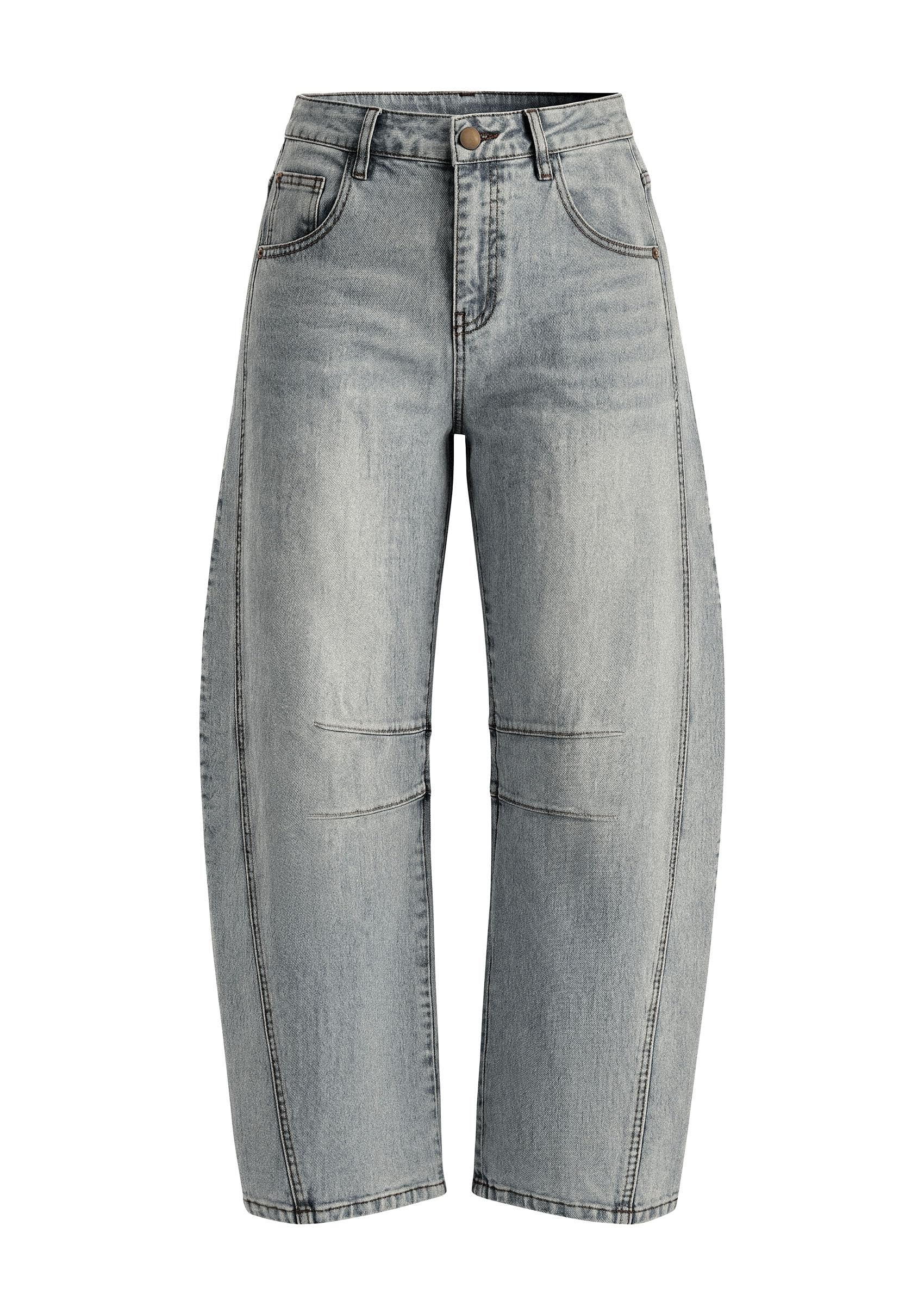 Women's Barrel Baggy Jeans High Waisted Pants (Retro Blue,4)