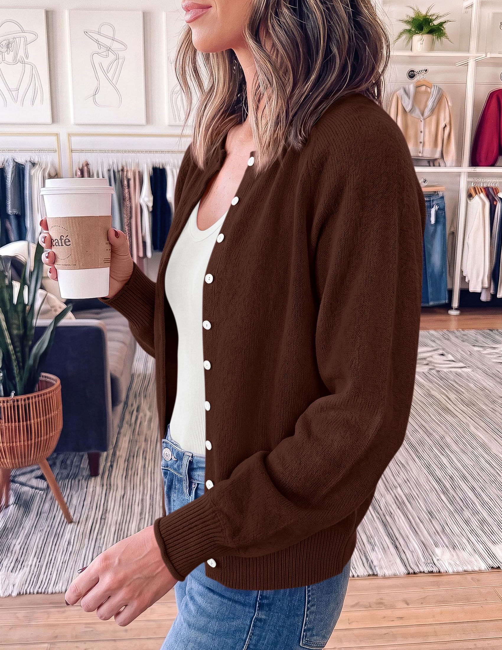 Women's Knit Button Up Cardigan Fall Lightweight Cozy Sweaters