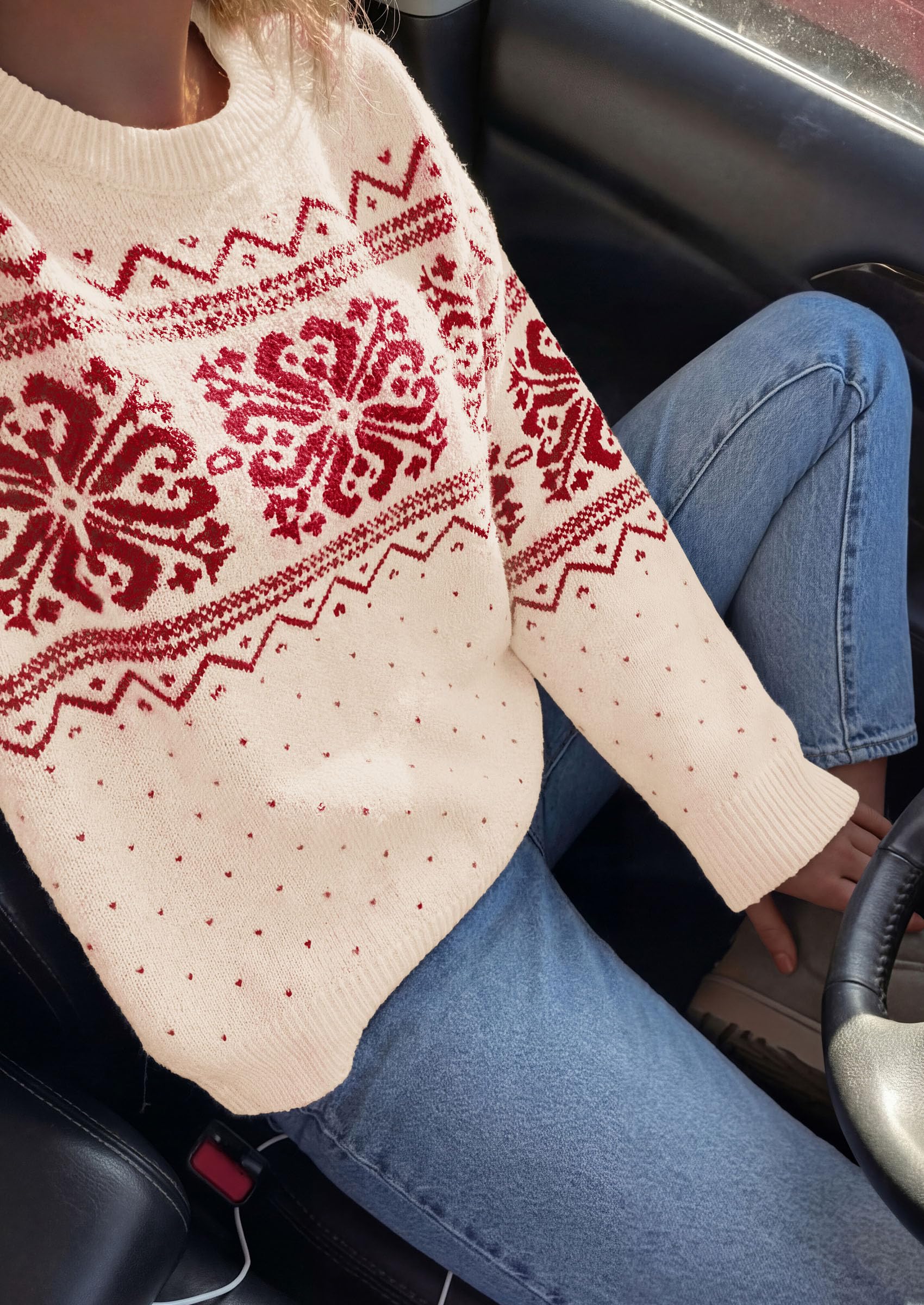 Sweaters for Women Fair Isle Oversized Pullover Fall Outfits