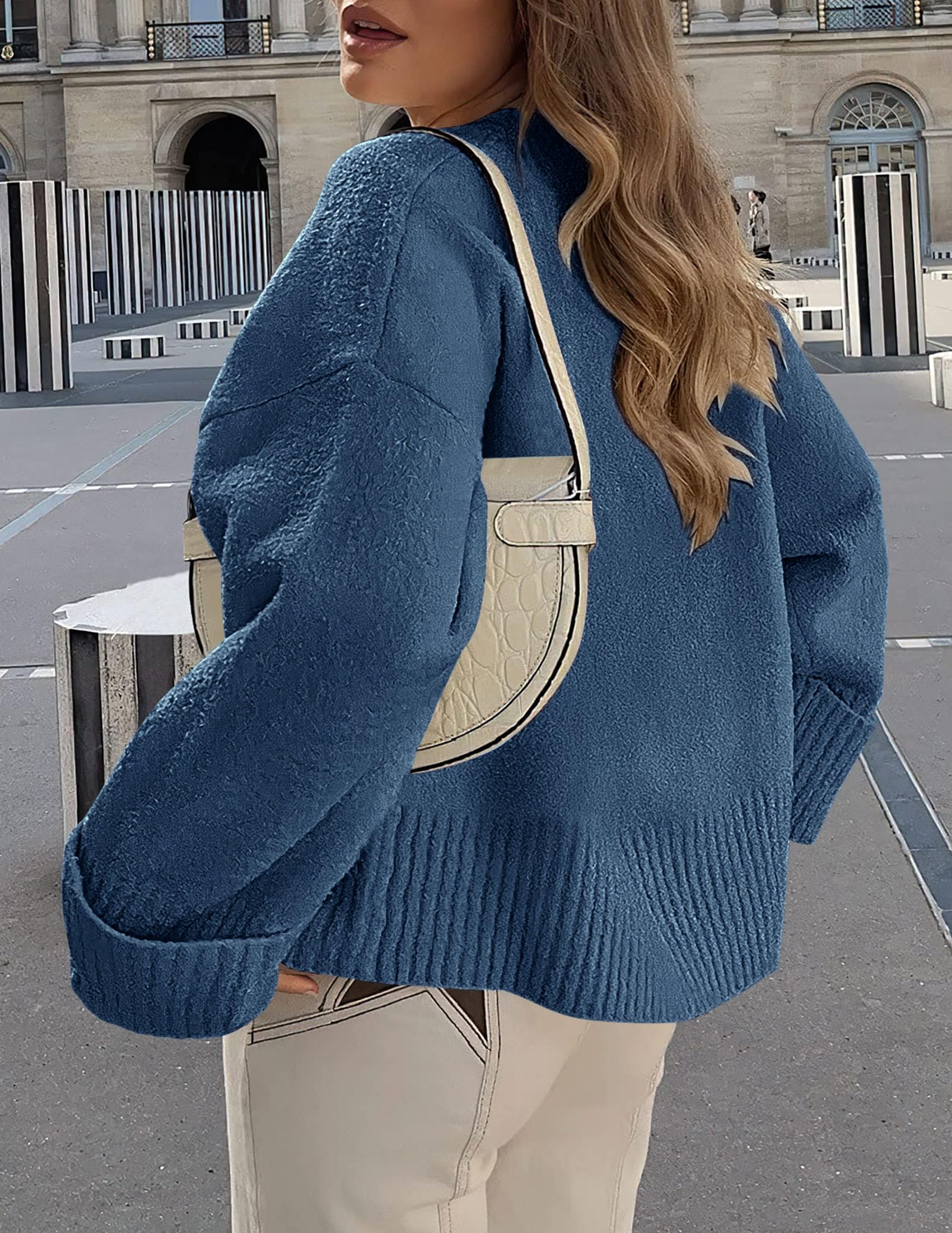 Women's Fall Fashion Cozy Oversized Sweaters(Dusty Blue,XS)