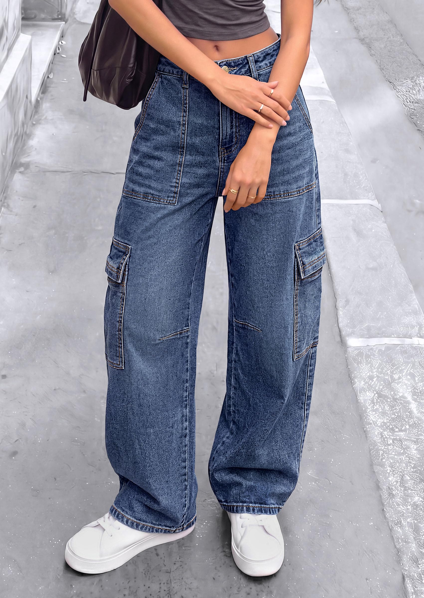 Barrel Pants Women Wide Leg Baggy Denim Jeans Ashleigh Blue,4