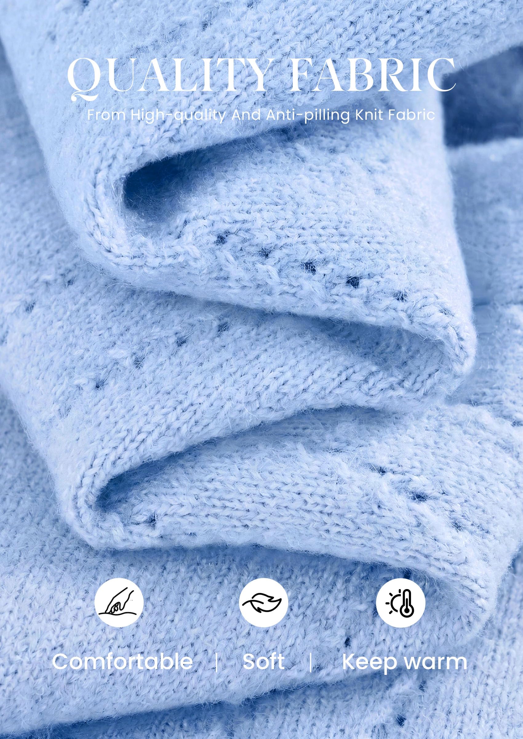 Women's Cozy Cardigan Sweater with Button (Light Blue,S)