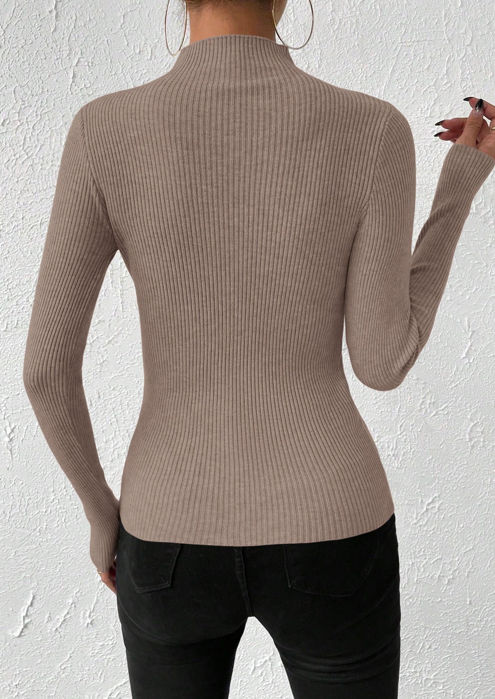 Women's Mock Turtleneck Lightweight Sweaters Fall Knit Tshirts