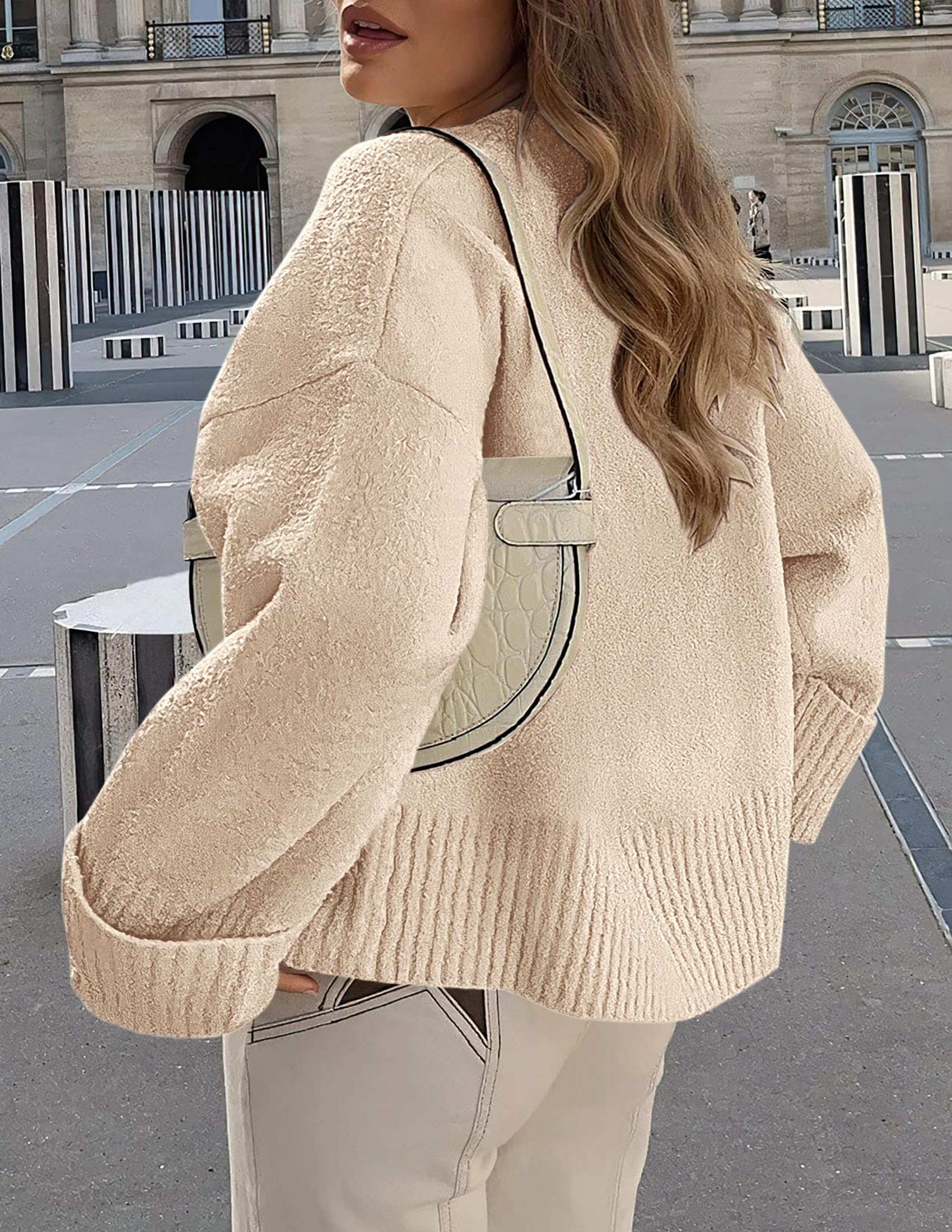 Women's Fall Fashion Cozy Oversized Sweaters(Beige,XS)