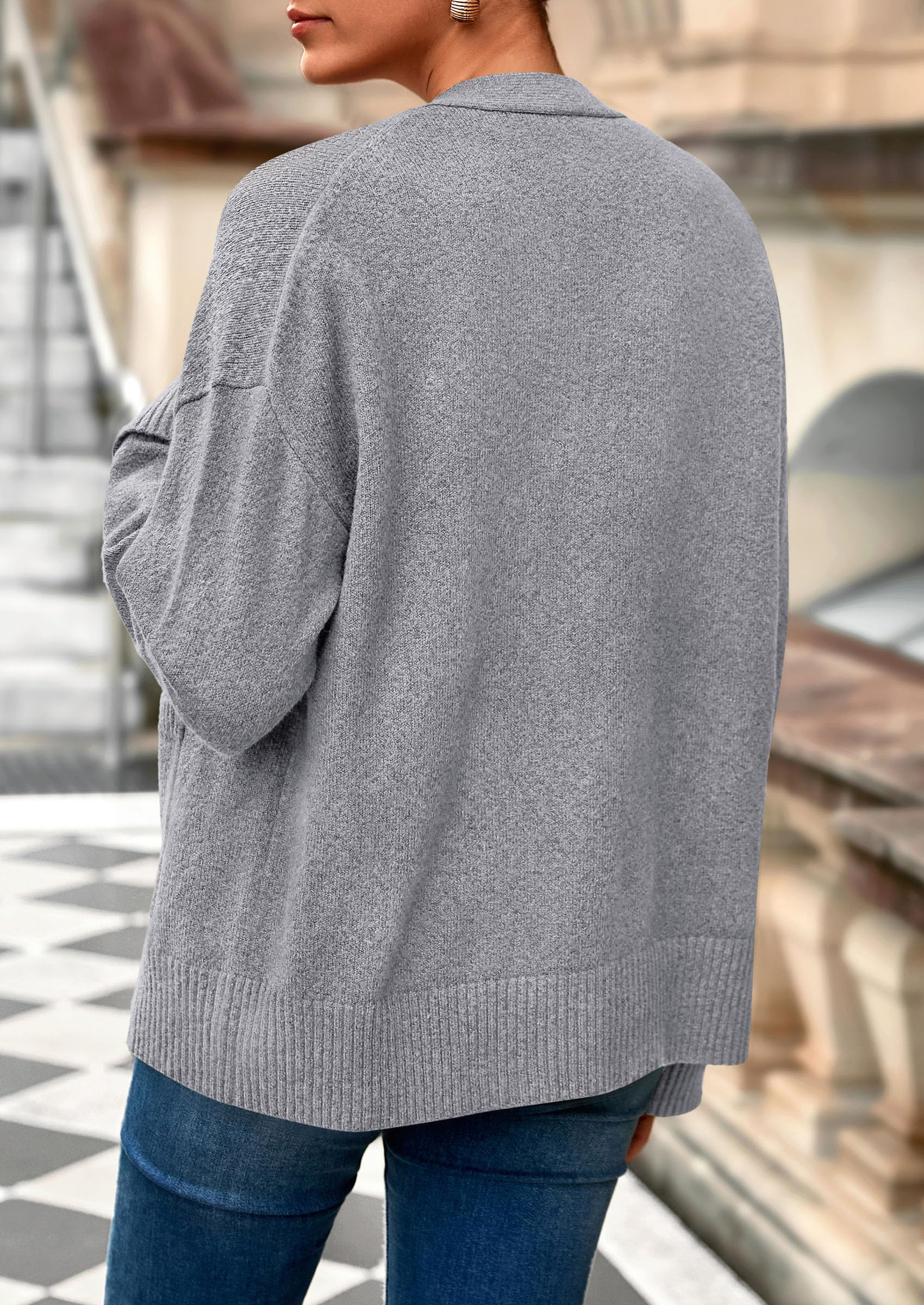 Women's Winter Oversized Cardigan Sweaters (Grey,S)