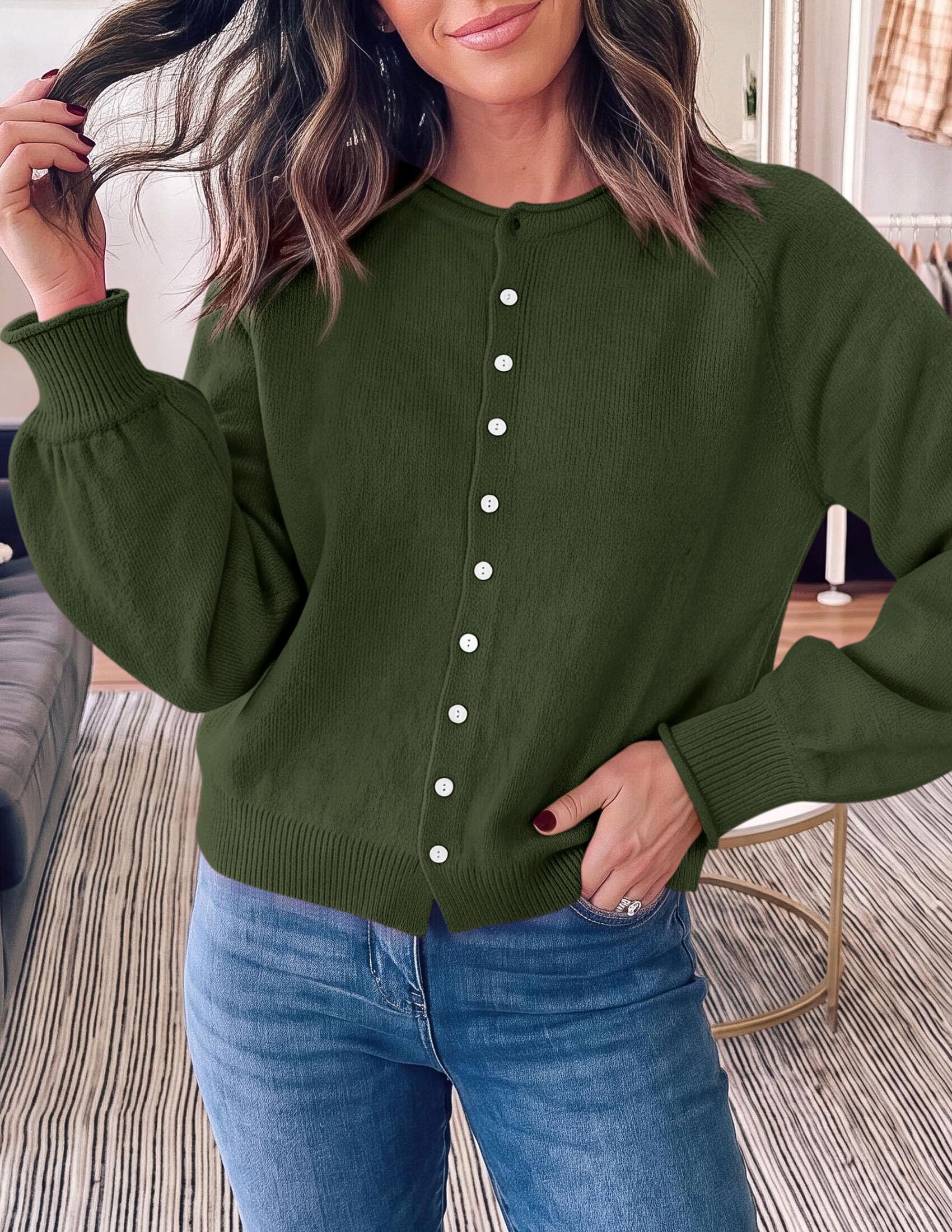 Women's Knit Button Up Cardigan Fall Lightweight Cozy Sweaters