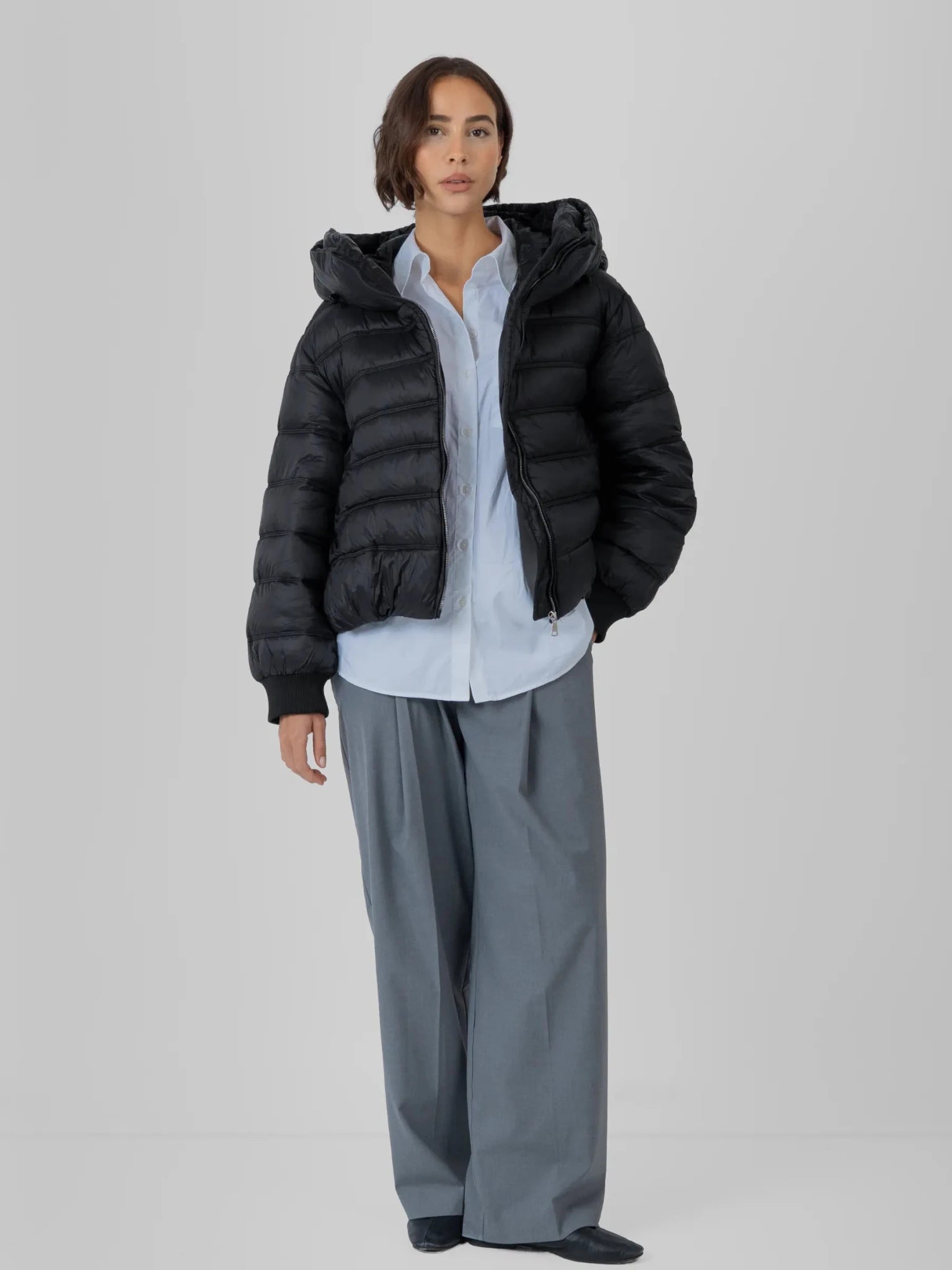 Oversized Hood Short Puffer Jacket