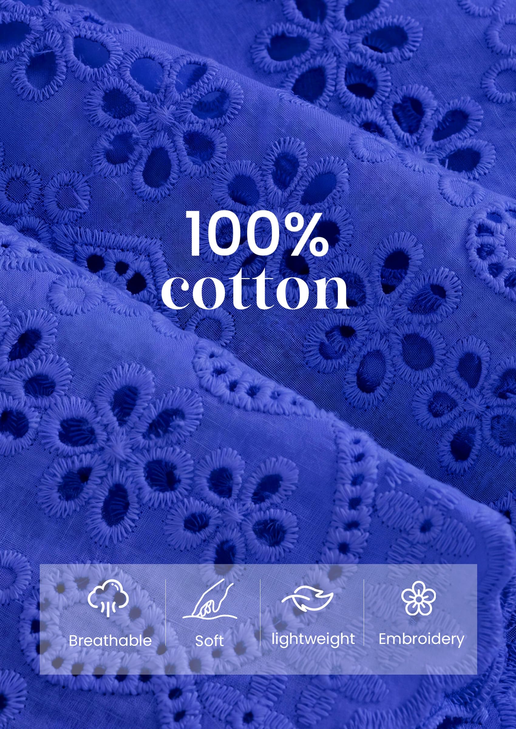 Women's Lace Tank Top Embroidery Eyelet Blouses,Blue,S