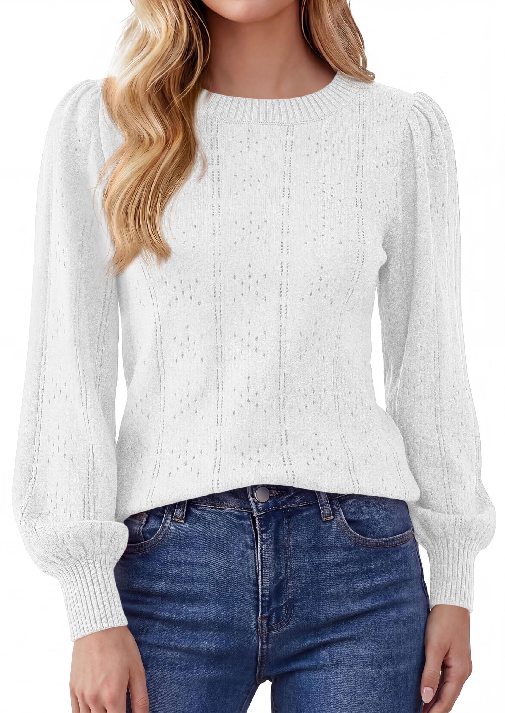 Women Fall Fashion Hollow Out Holiday Sweaters White,S