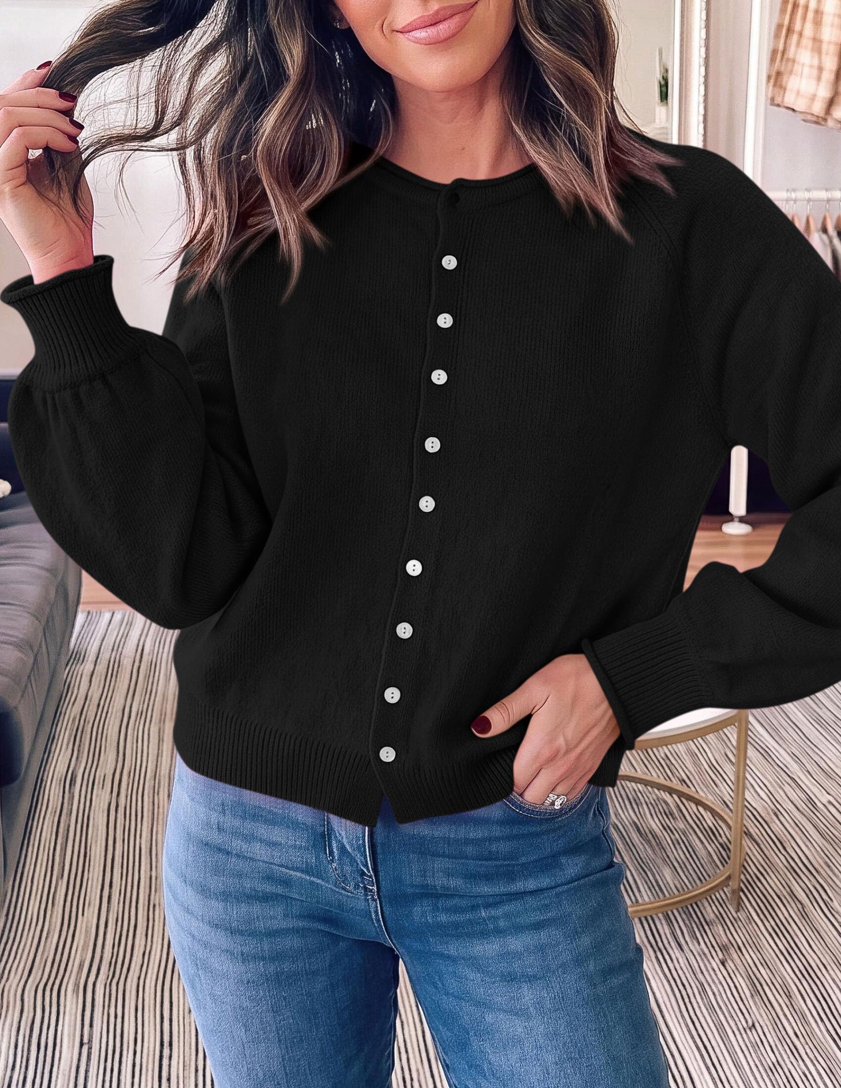 Women's Knit Button Up Cardigan Fall Lightweight Cozy Sweaters