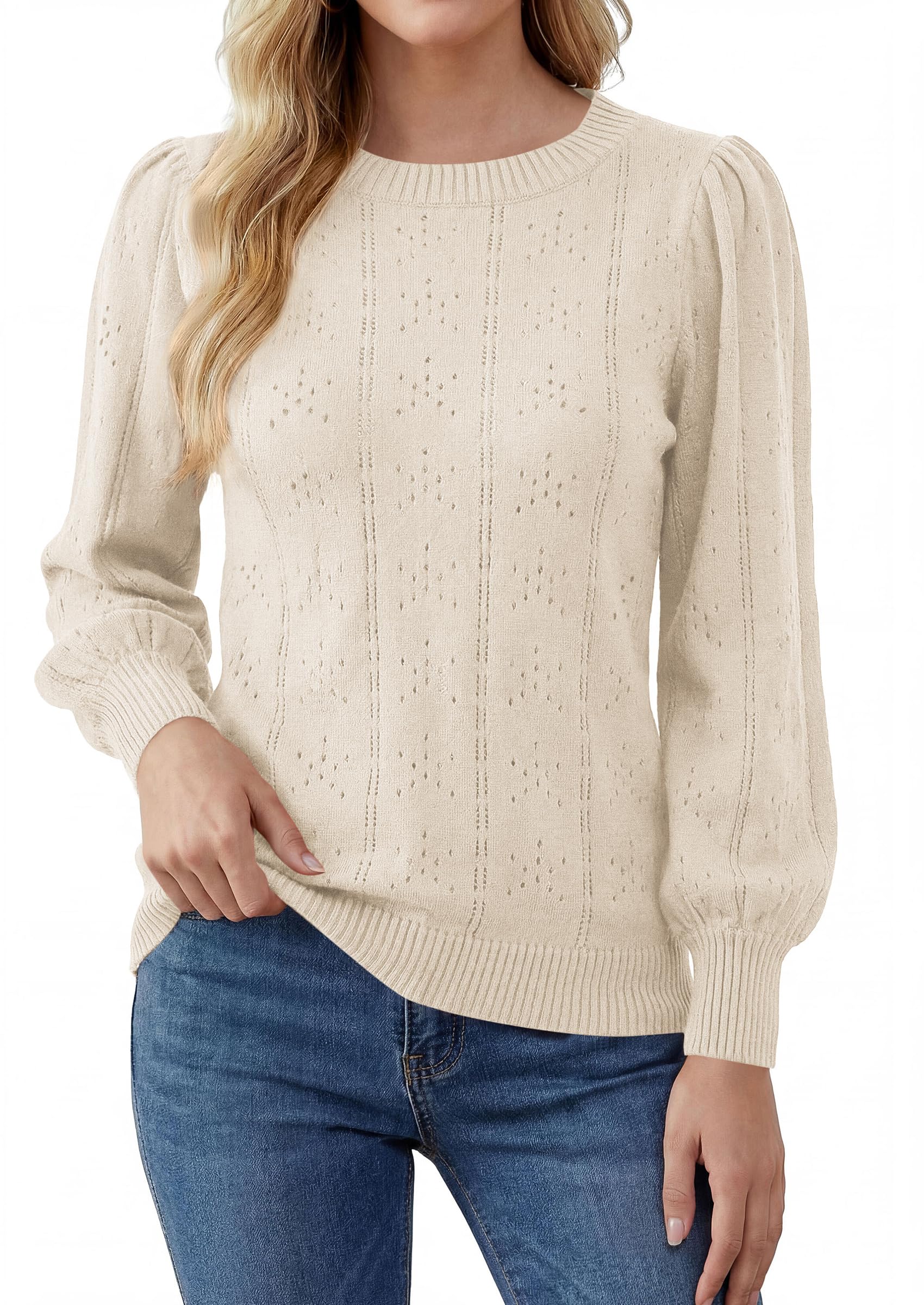 Women Fall Fashion Hollow Out Holiday Sweaters Beige,S