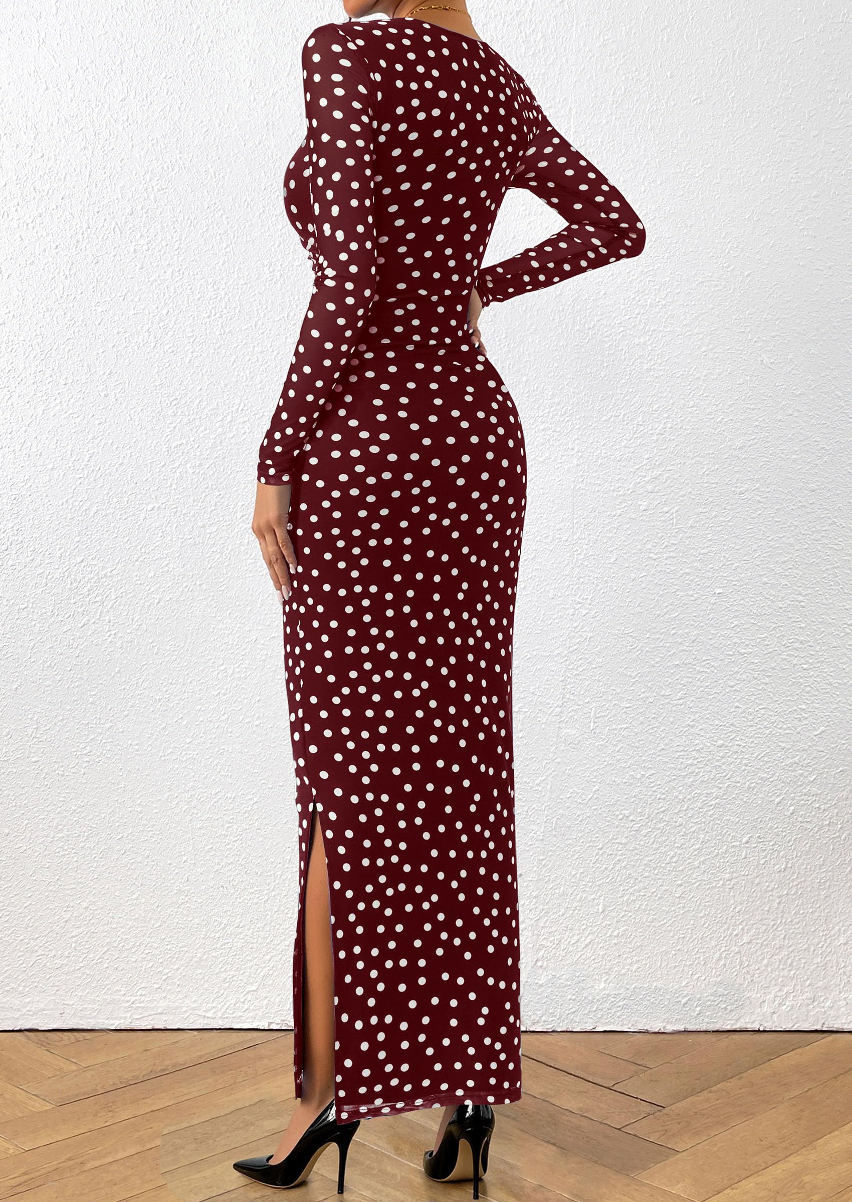 Women's Floral Bodycon Maxi Fall Dress