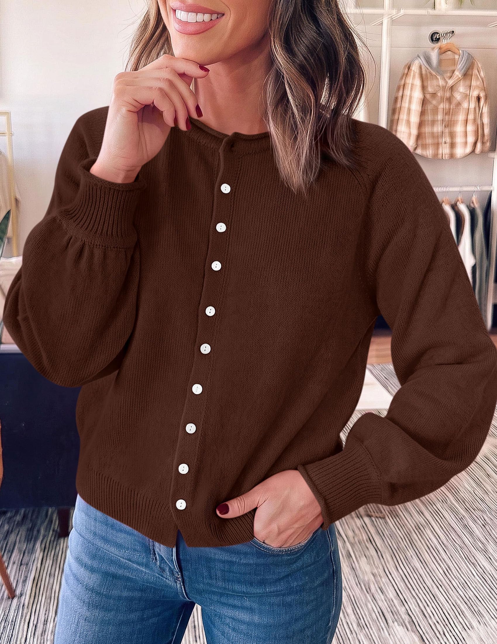 Women's Knit Button Up Cardigan Fall Lightweight Cozy Sweaters