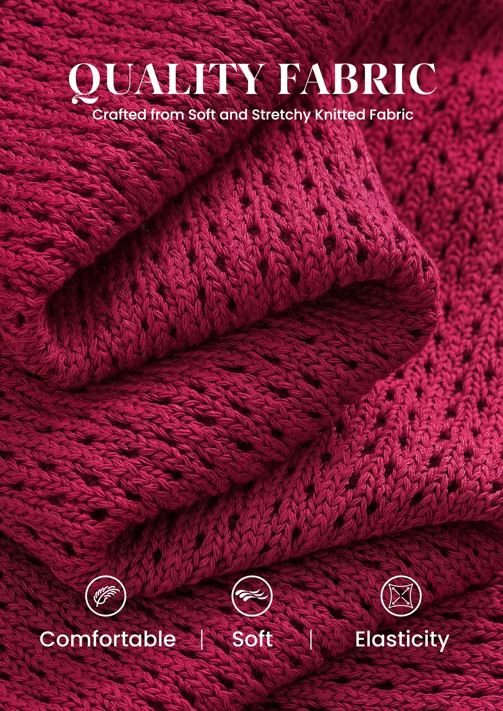 Women's Summer Sweater Vest Crochet Tops (Burgundy,S)