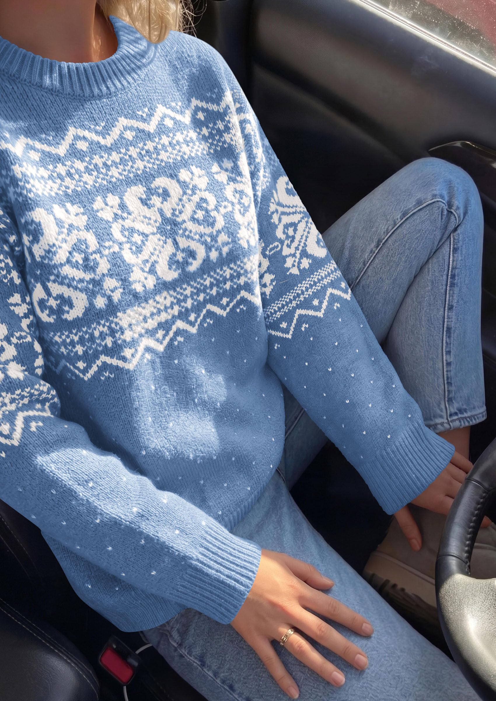 Sweaters for Women Fair Isle Oversized Pullover Fall Outfits
