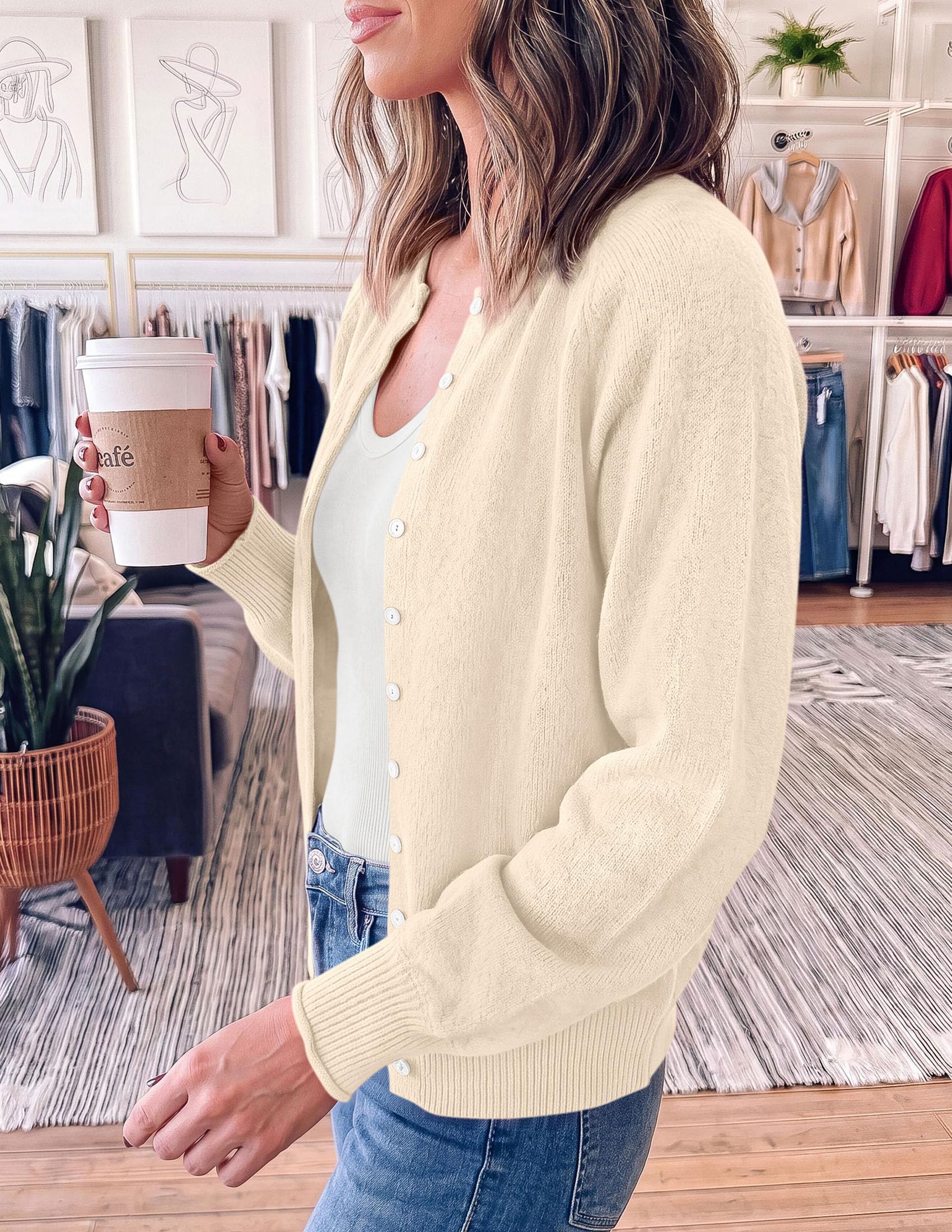 Women's Knit Button Up Cardigan Fall Lightweight Cozy Sweaters
