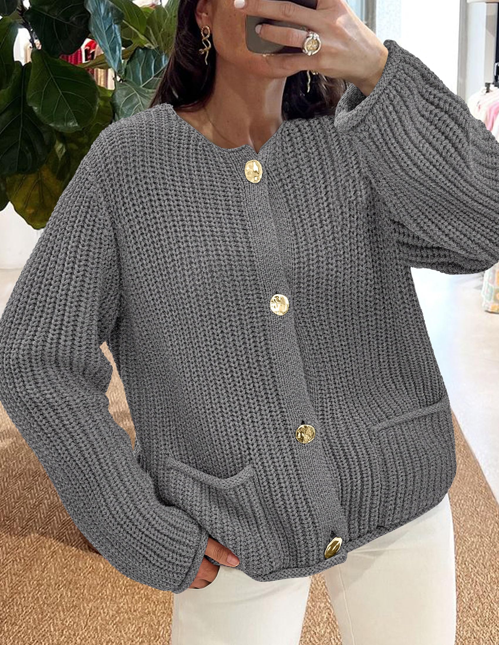 Women Oversized Cardigan Sweaters 2026 Fall Outfits,Grey