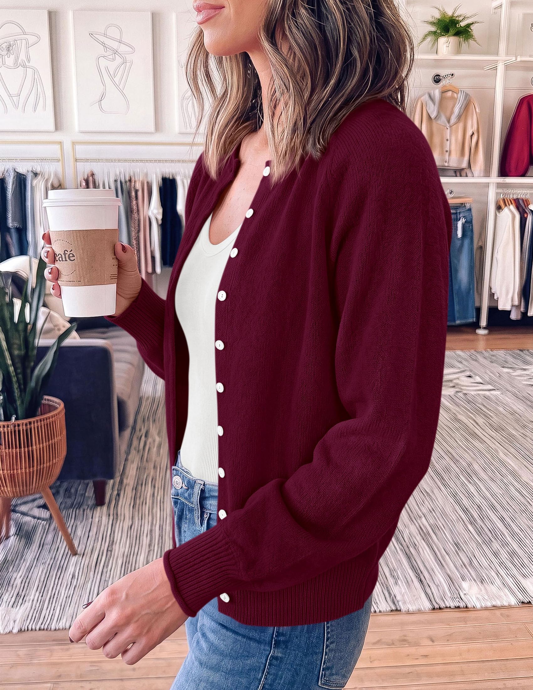 Women's Knit Button Up Cardigan Fall Lightweight Cozy Sweaters