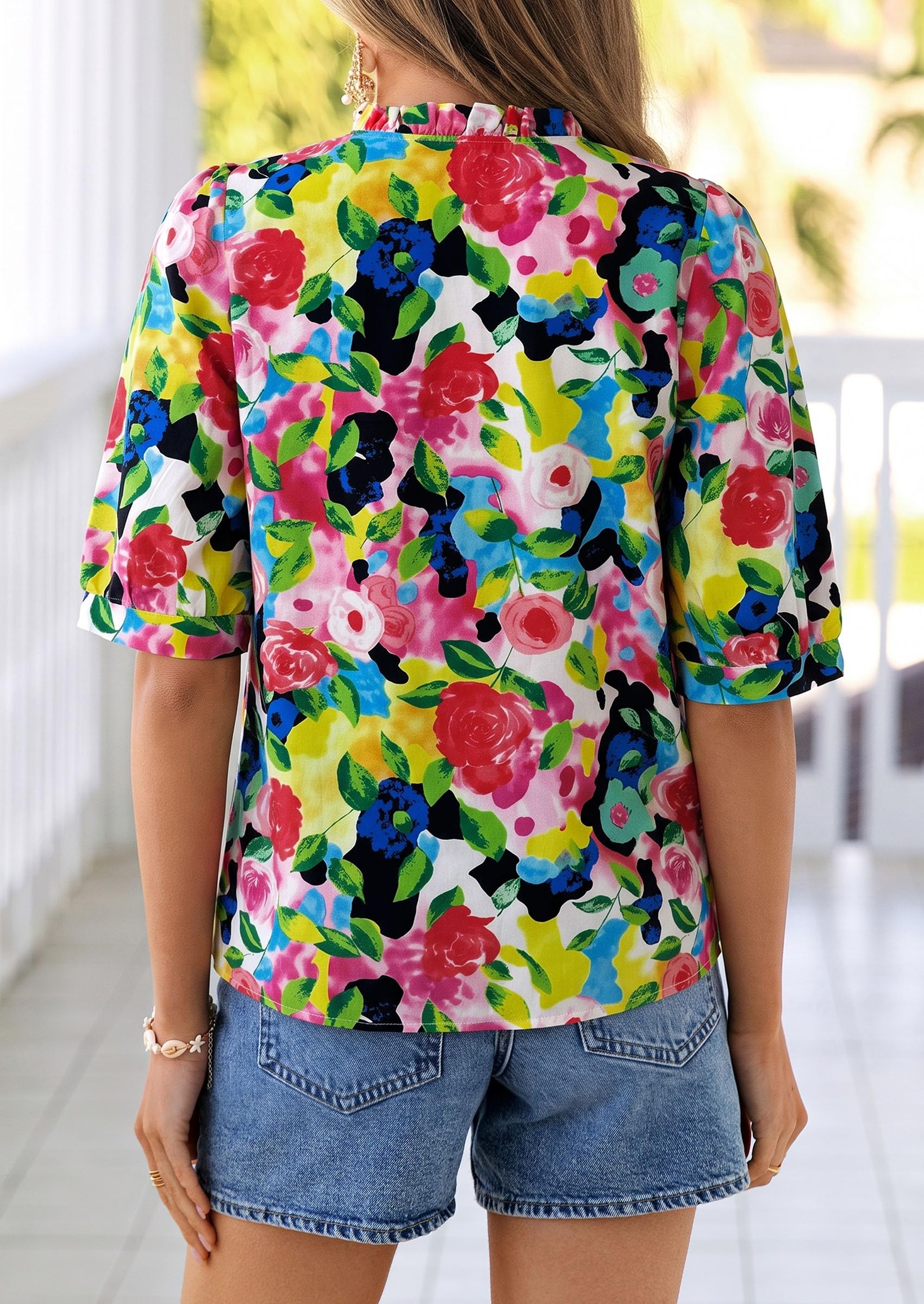 Women's Summer Floral Boho Dressy Casual Tops