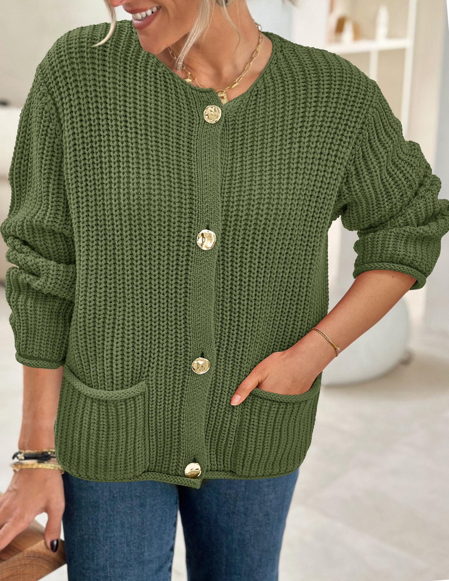 Women Oversized Cardigan Sweaters 2026 Fall Outfits,Army Green