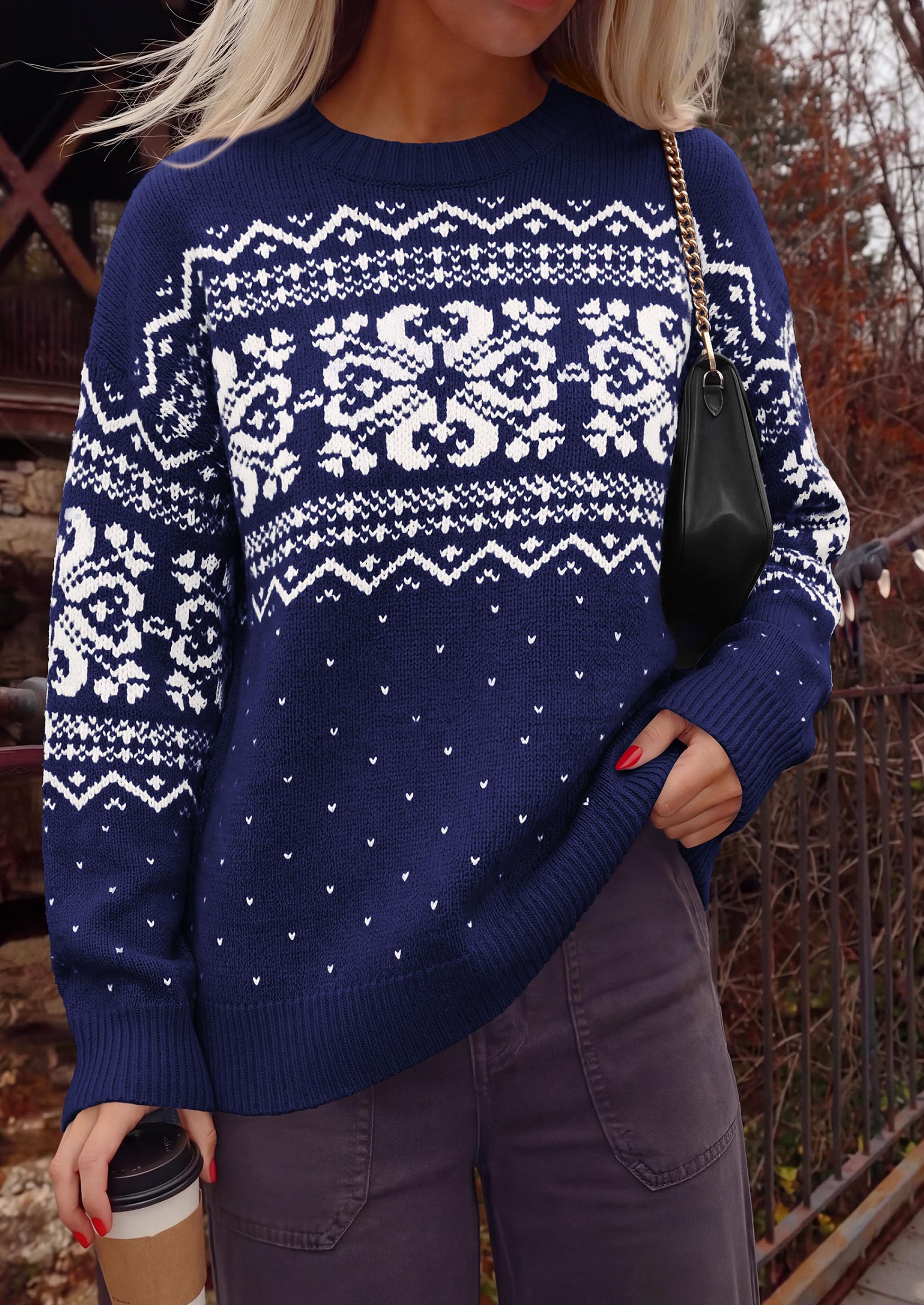 Sweaters for Women Fair Isle Oversized Pullover Fall Outfits
