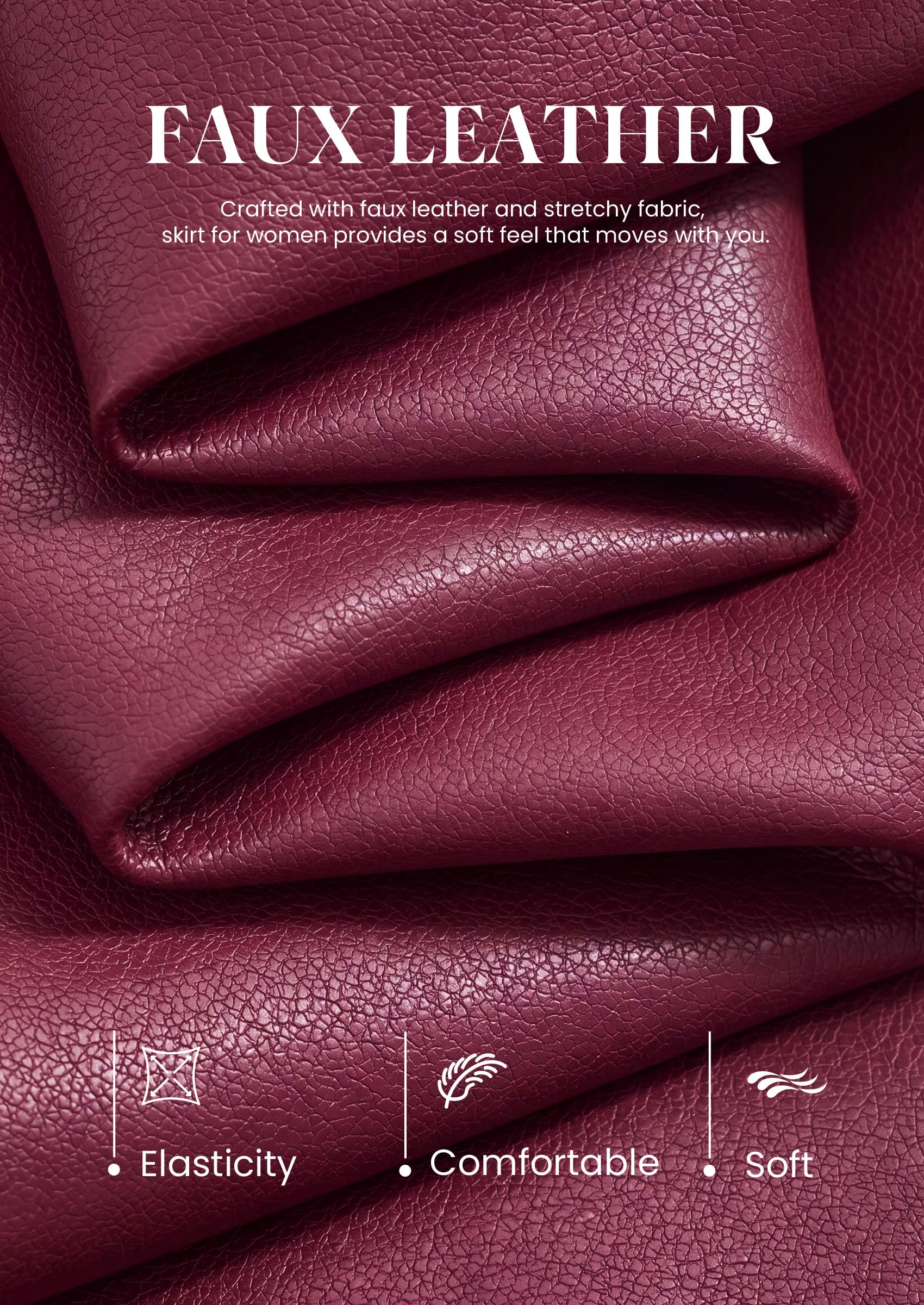 Women's Faux Leather High Waisted Maxi Skirts,Burgundy,XS