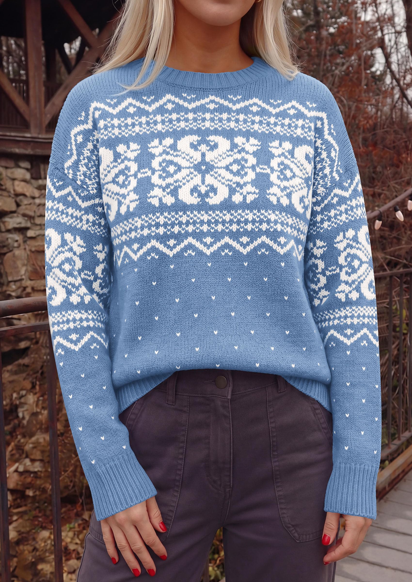 Sweaters for Women Fair Isle Oversized Pullover Fall Outfits
