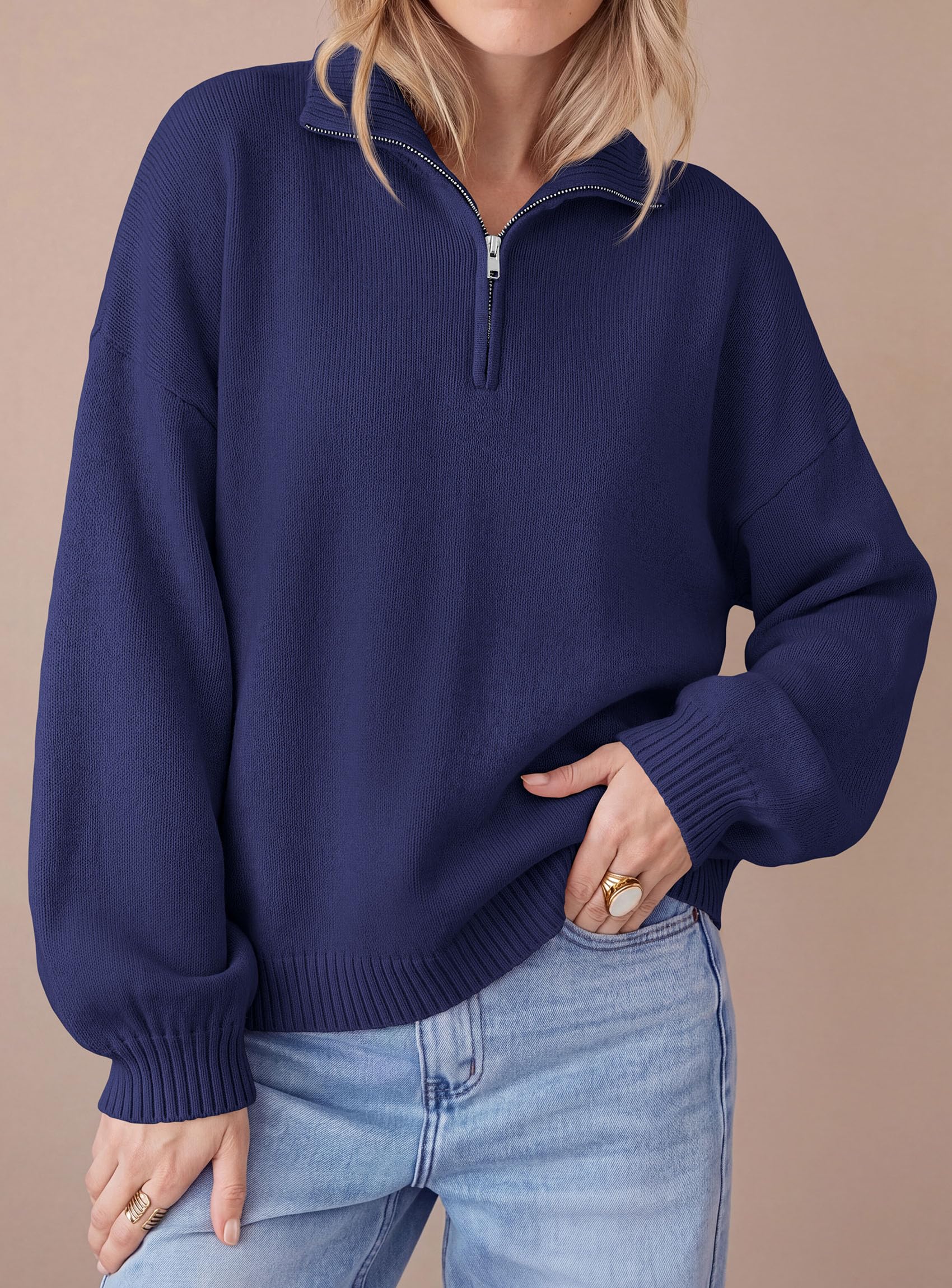 Women's Sweaters Oversized Quarter Zip Pullover Fall Outfits