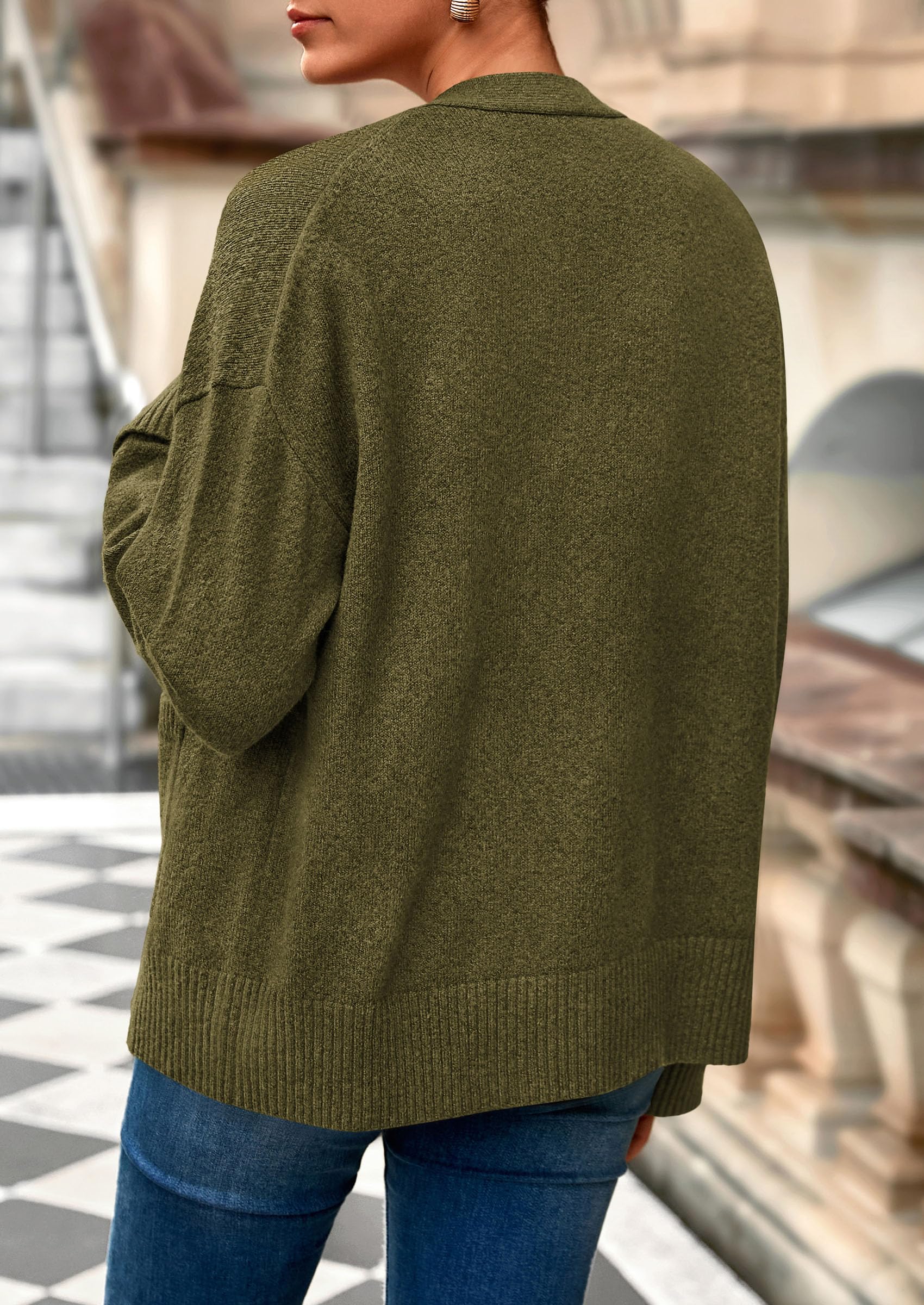 Women's Winter Oversized Cardigan Sweaters (Army Green,S)