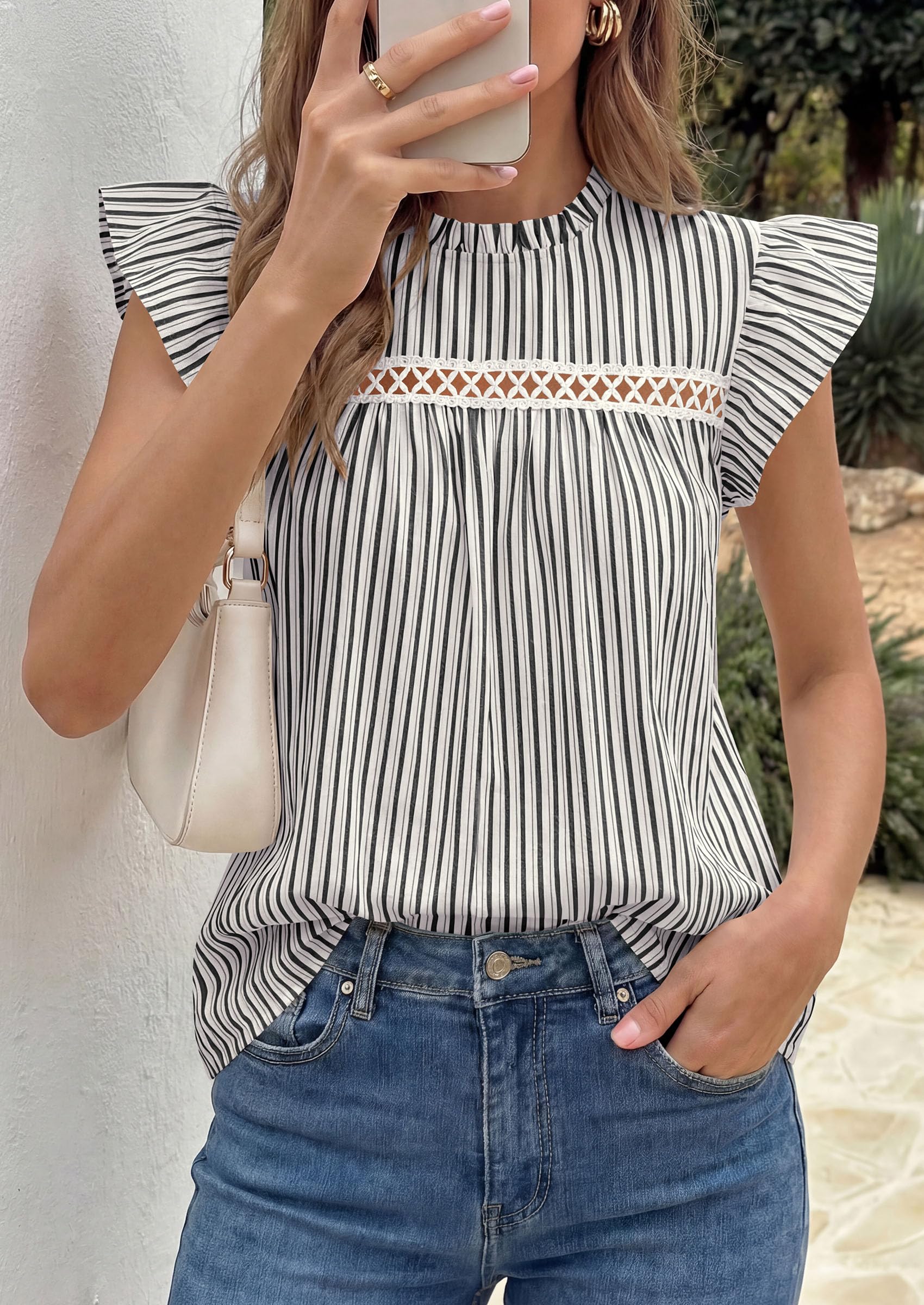 Striped Shirt Women Summer Dressy Business Casual Work Tops