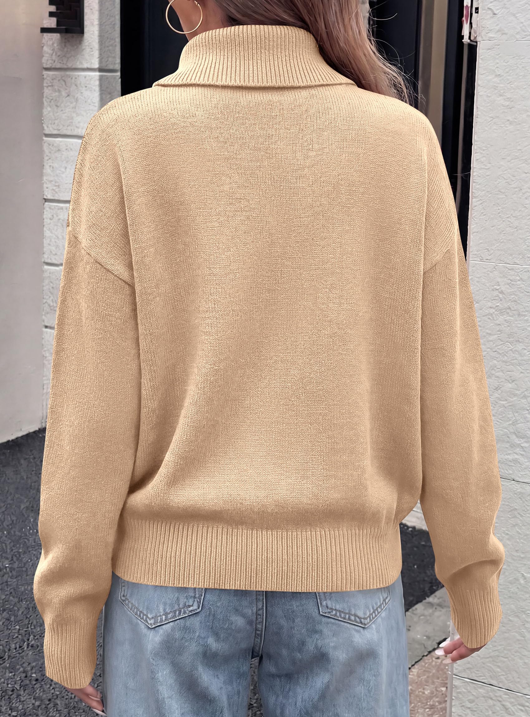 Womens Turtleneck Sweater Pullover Side Button Fall Clothes