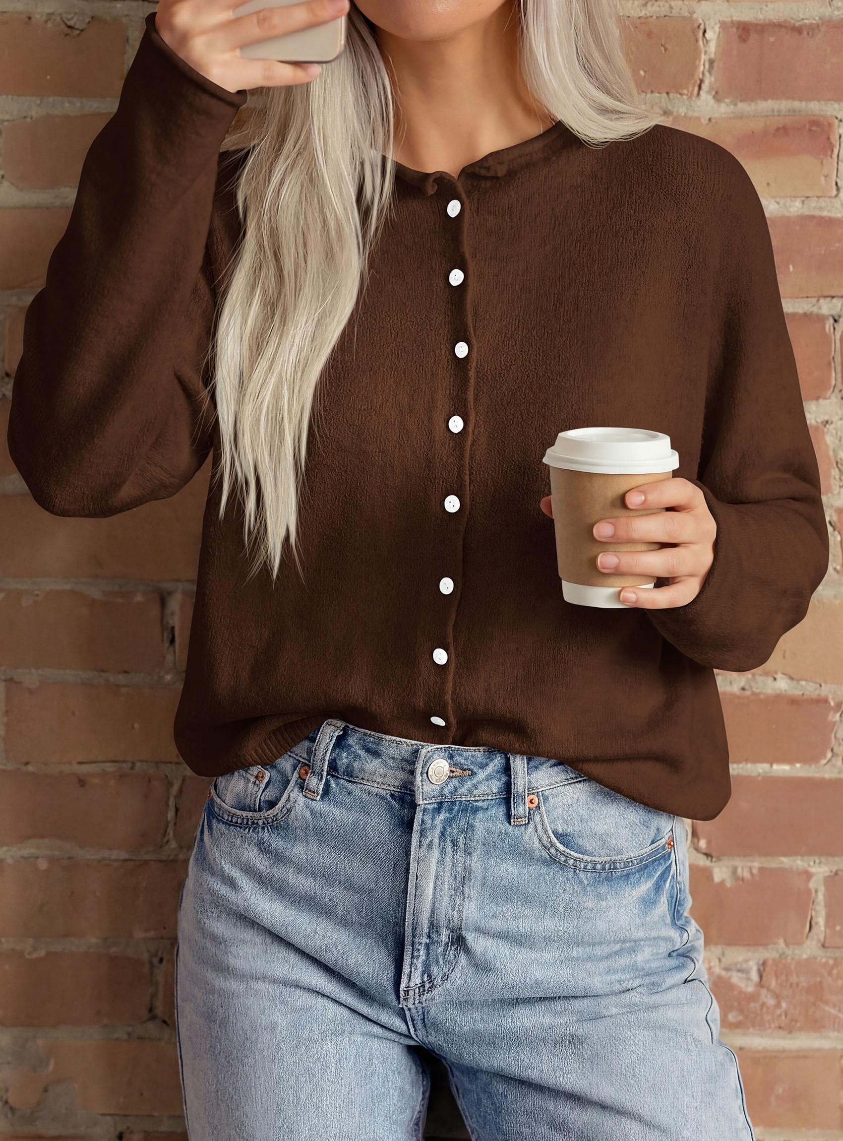 Button Up Cardigan for Women Knit Oversized Fall Sweaters