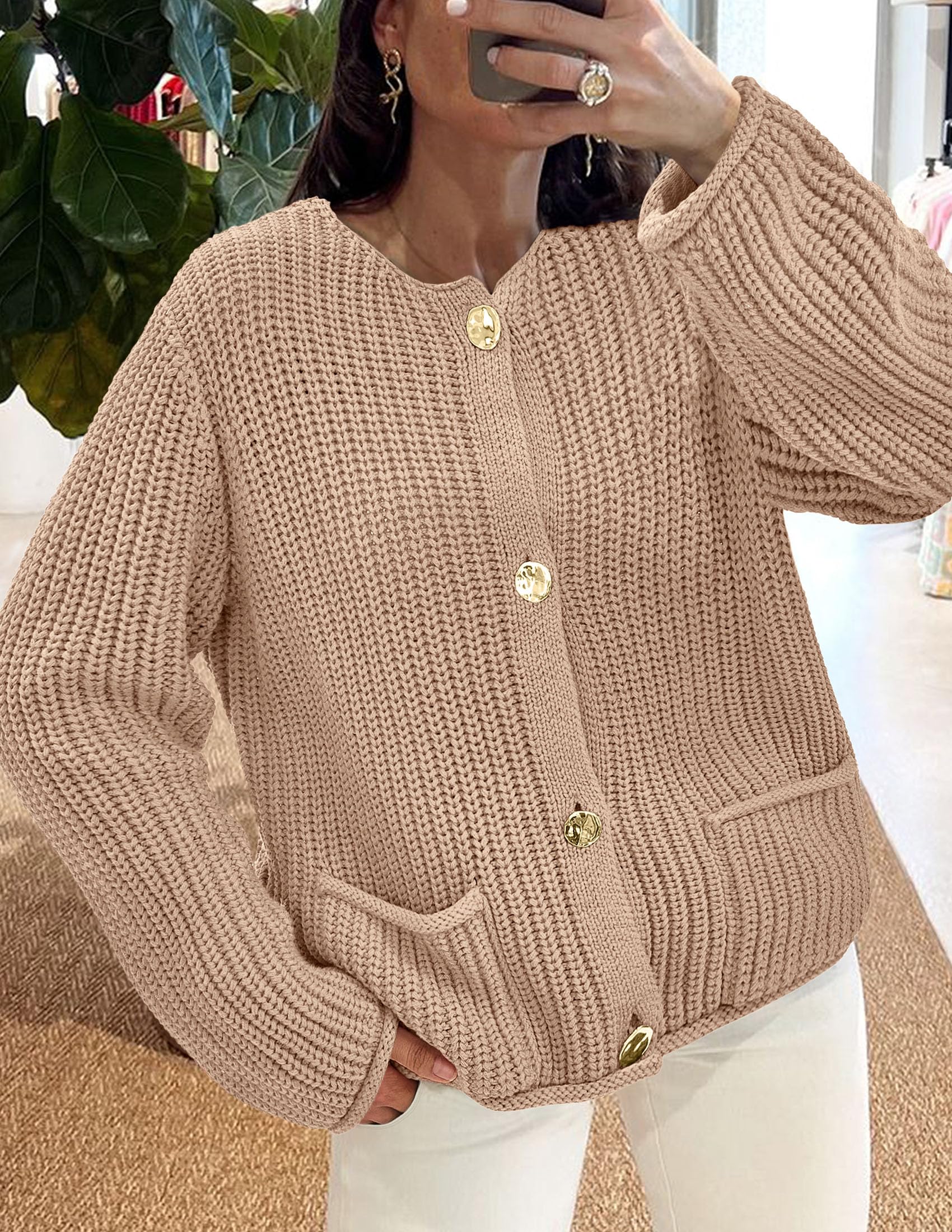 Women Oversized Cardigan Sweaters 2026 Fall Outfits,Khaki
