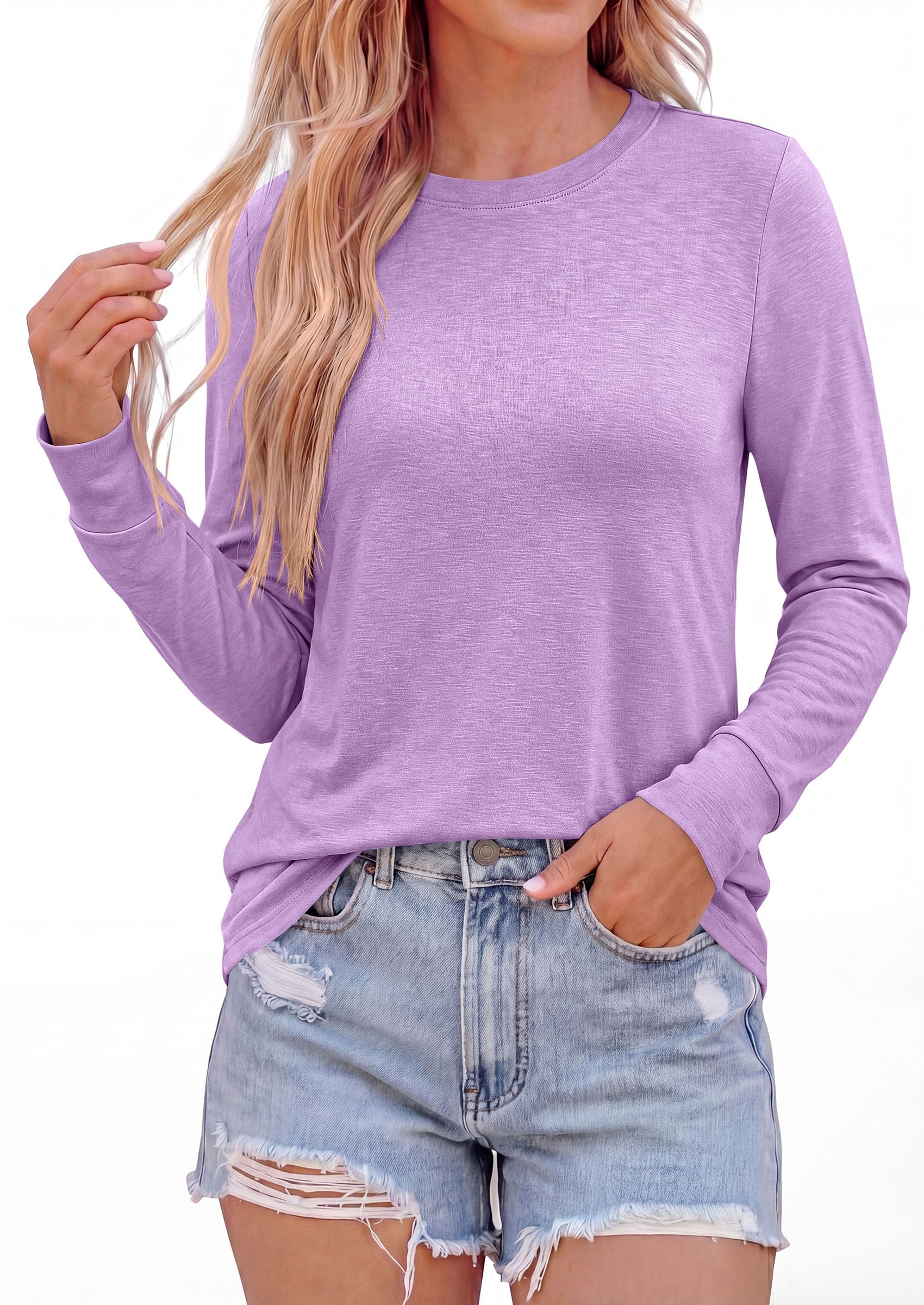 Long Sleeve Tshirts Shirts for Women Basic Casual Fall Tops