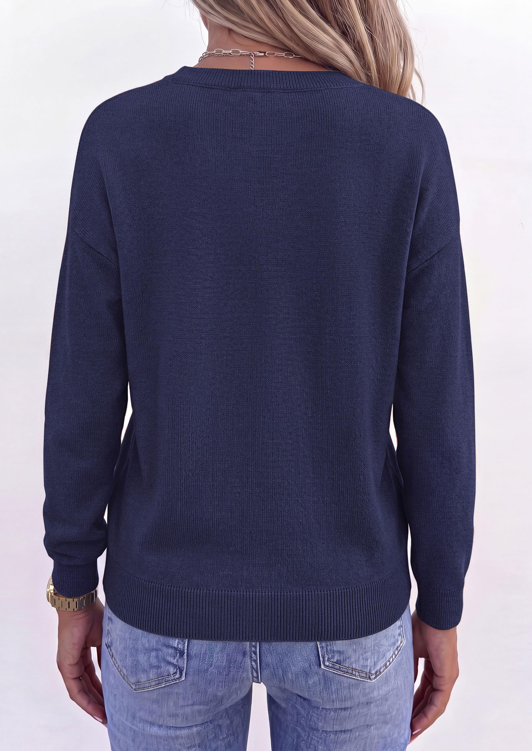 Sweaters for Women Fall Crewneck Knit Cropped Sweater