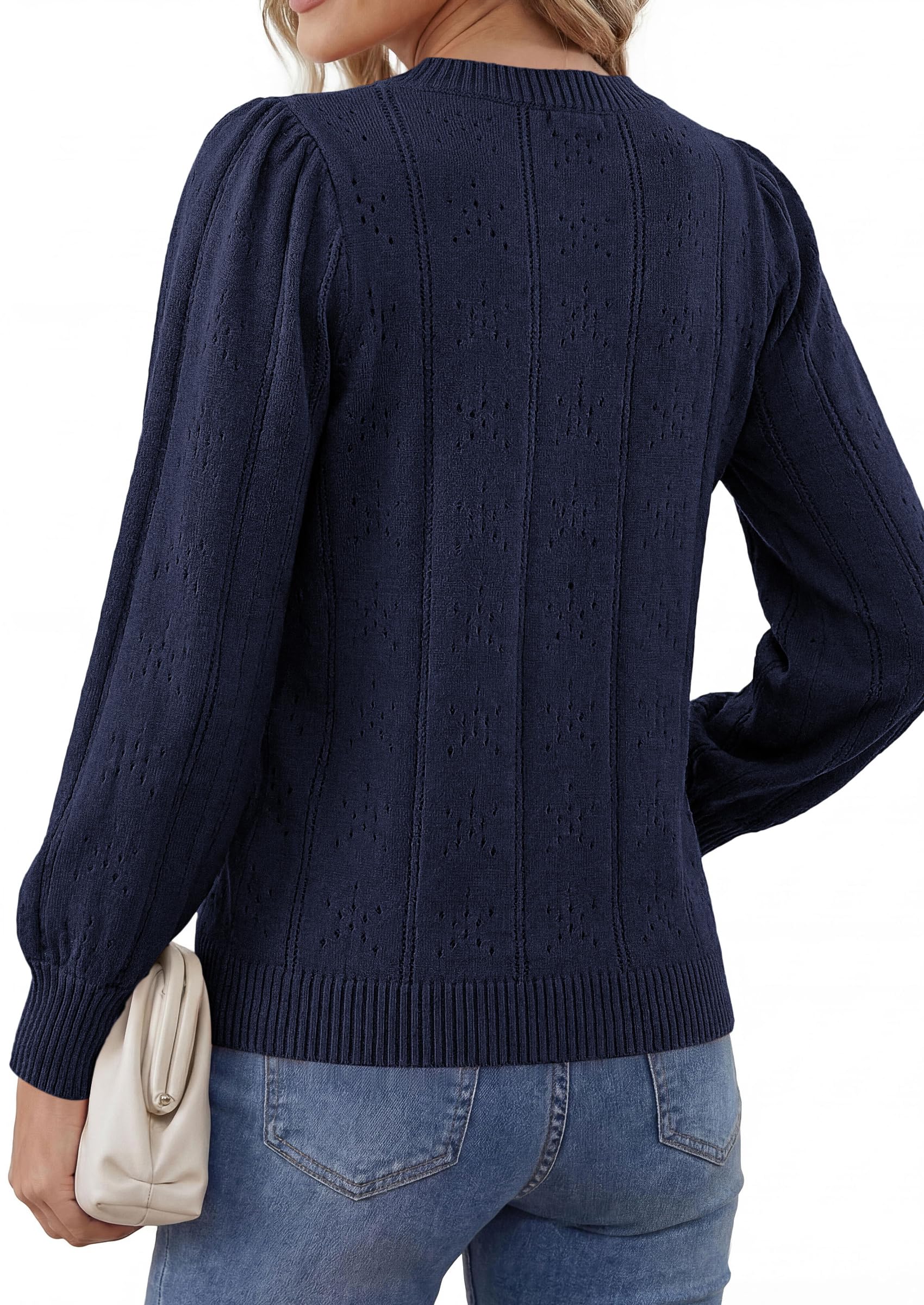 Women Fall Fashion Hollow Out Holiday Sweaters Navy Blue,S