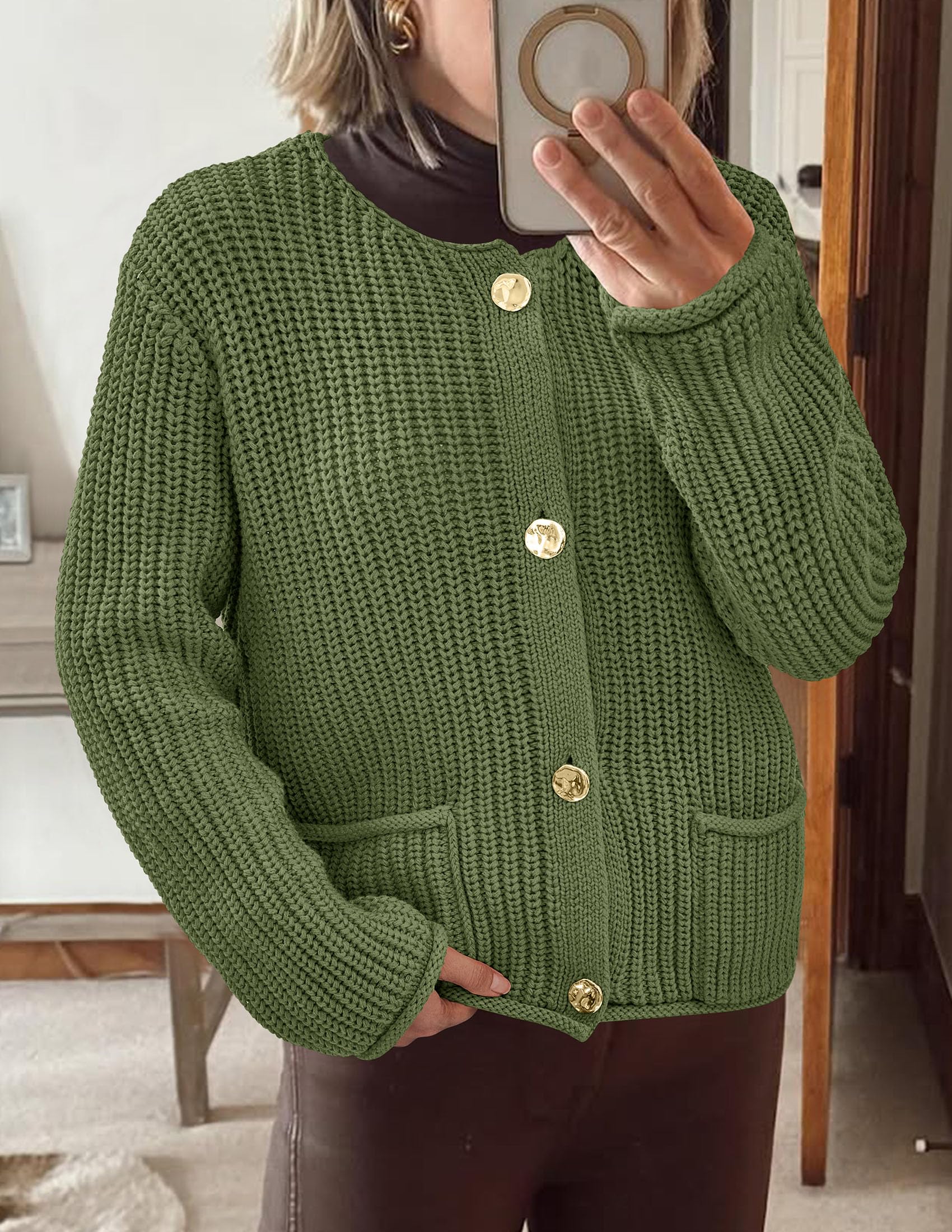Women Oversized Cardigan Sweaters 2026 Fall Outfits,Army Green