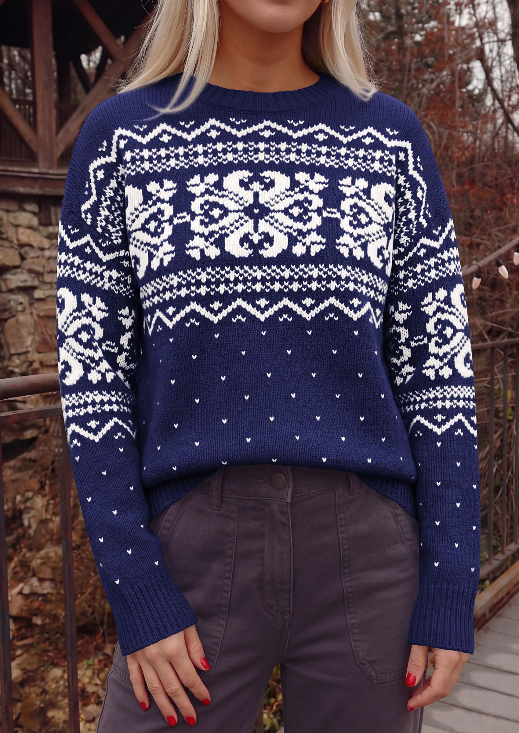 Sweaters for Women Fair Isle Oversized Pullover Fall Outfits