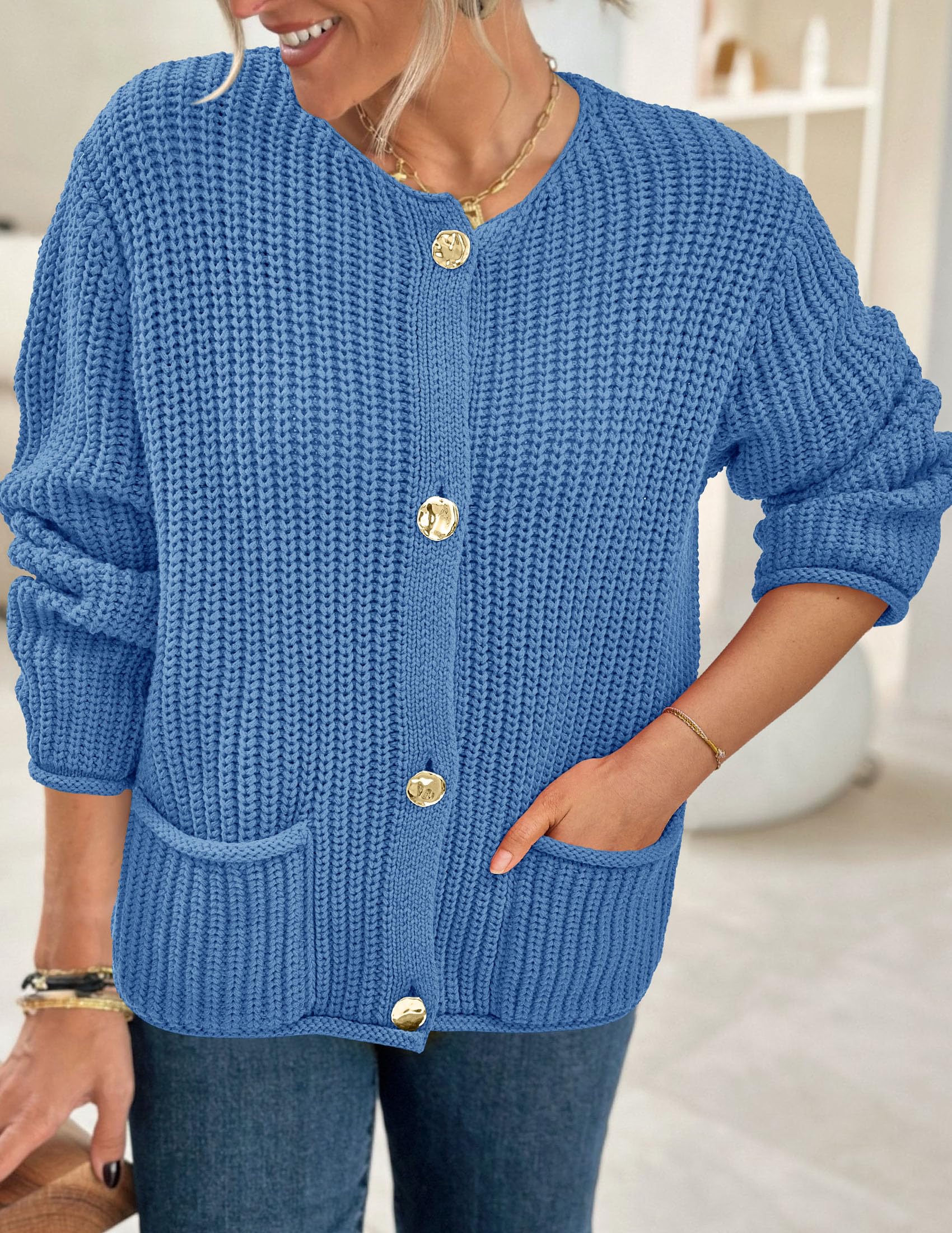 Women Oversized Cardigan Sweaters 2026 Fall Outfits,Blue
